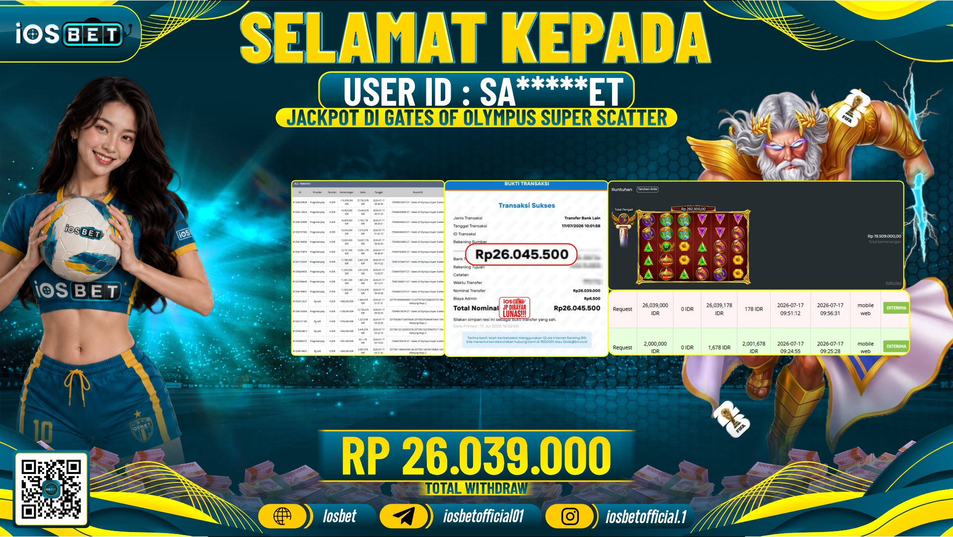 Bukti Pembayaran LUNAS SLOT GAME GACOR Rp.26.039.000,-