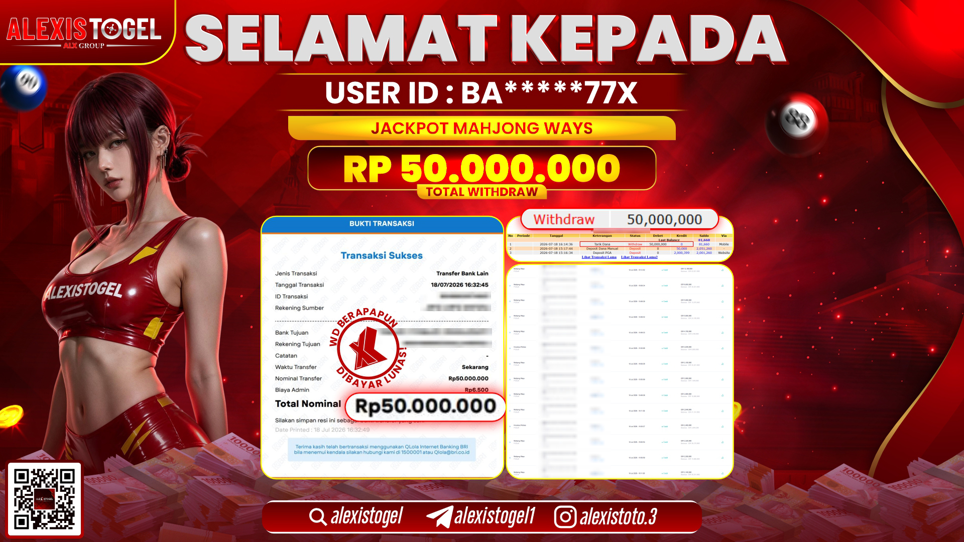 ALEXISTOGEL JACKPOT DI MAHJONG WAYS RP.50.000.000,- LUNAS