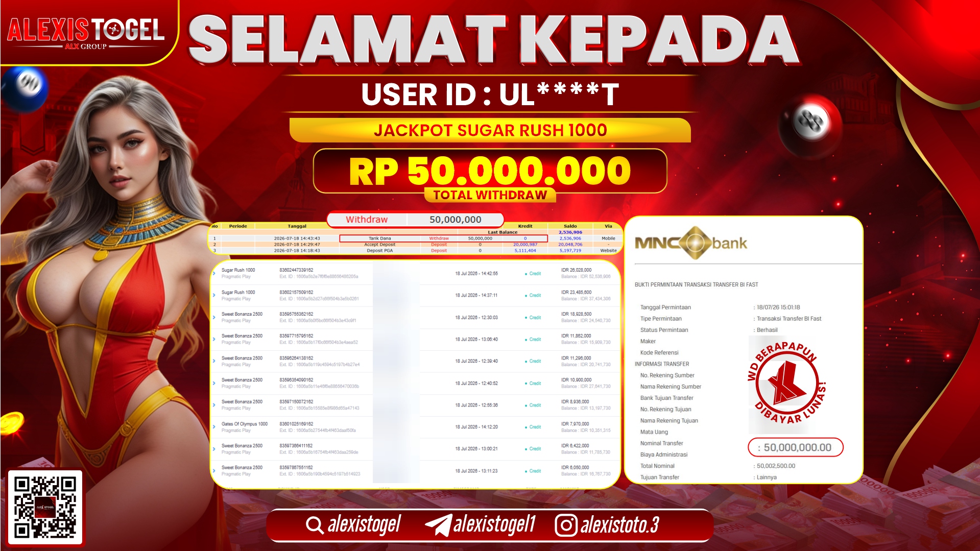 ALEXISTOGEL JACKPOT DI SUGAR RUSH 1000 RP.50.000.000,- LUNAS
