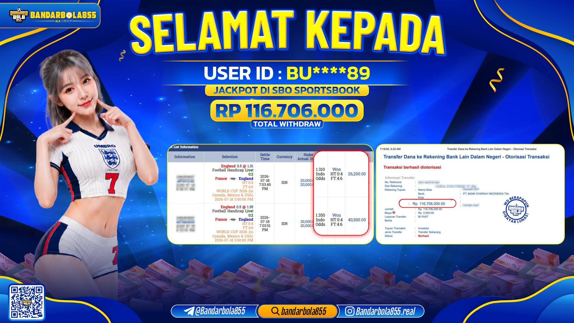 JACKPOT BANDARBOLA855 DI SBO SPORTSBOOK Rp116.706.000, - LUNAS🎖