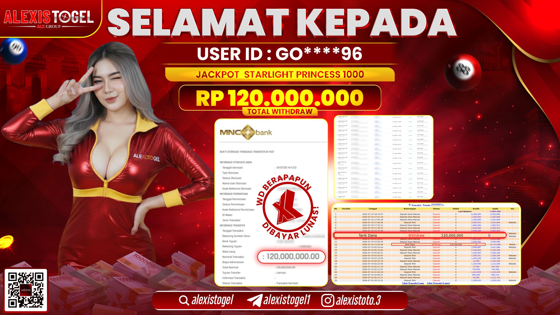ALEXISTOGEL JACKPOT DI STARLIGHT PRINCESS 1000 RP.120.000.000,- LUNAS