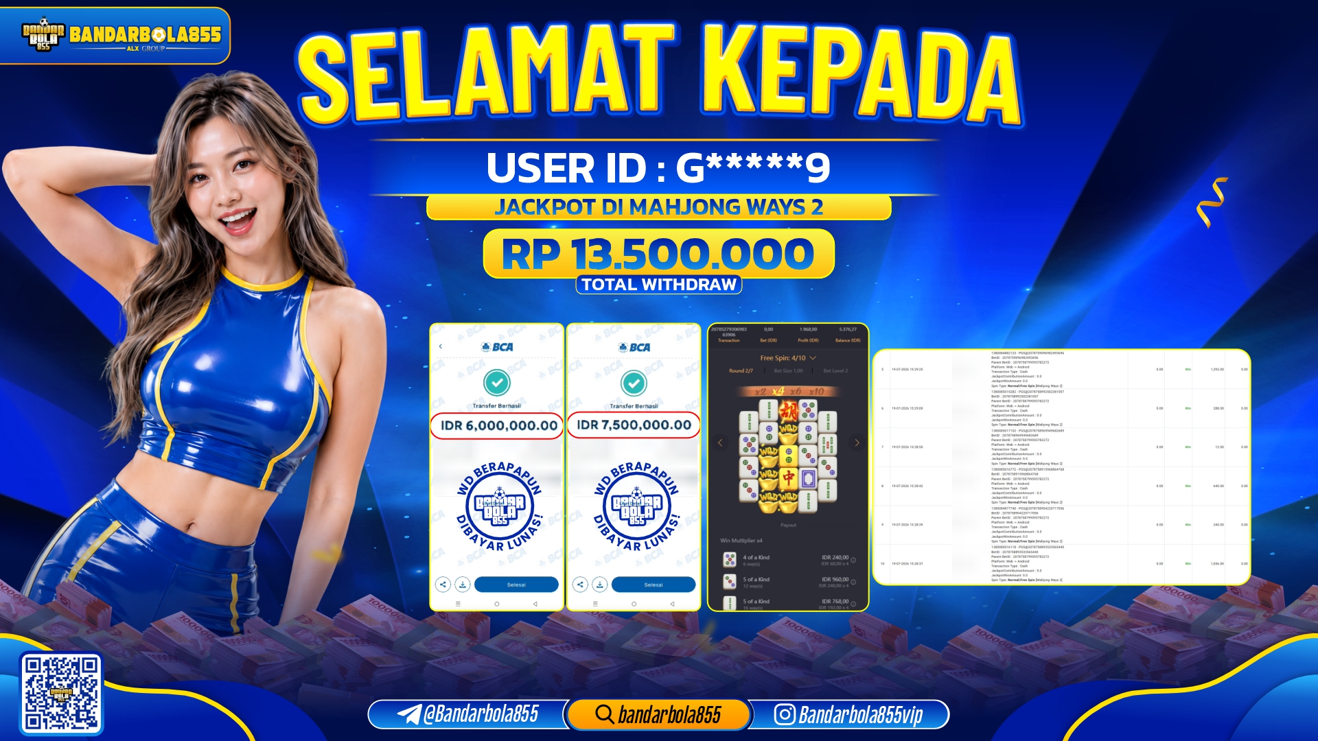 JACKPOT BANDARBOLA855 DI MAHJONG WAYS 2 Rp13.500.000, - LUNAS🎖