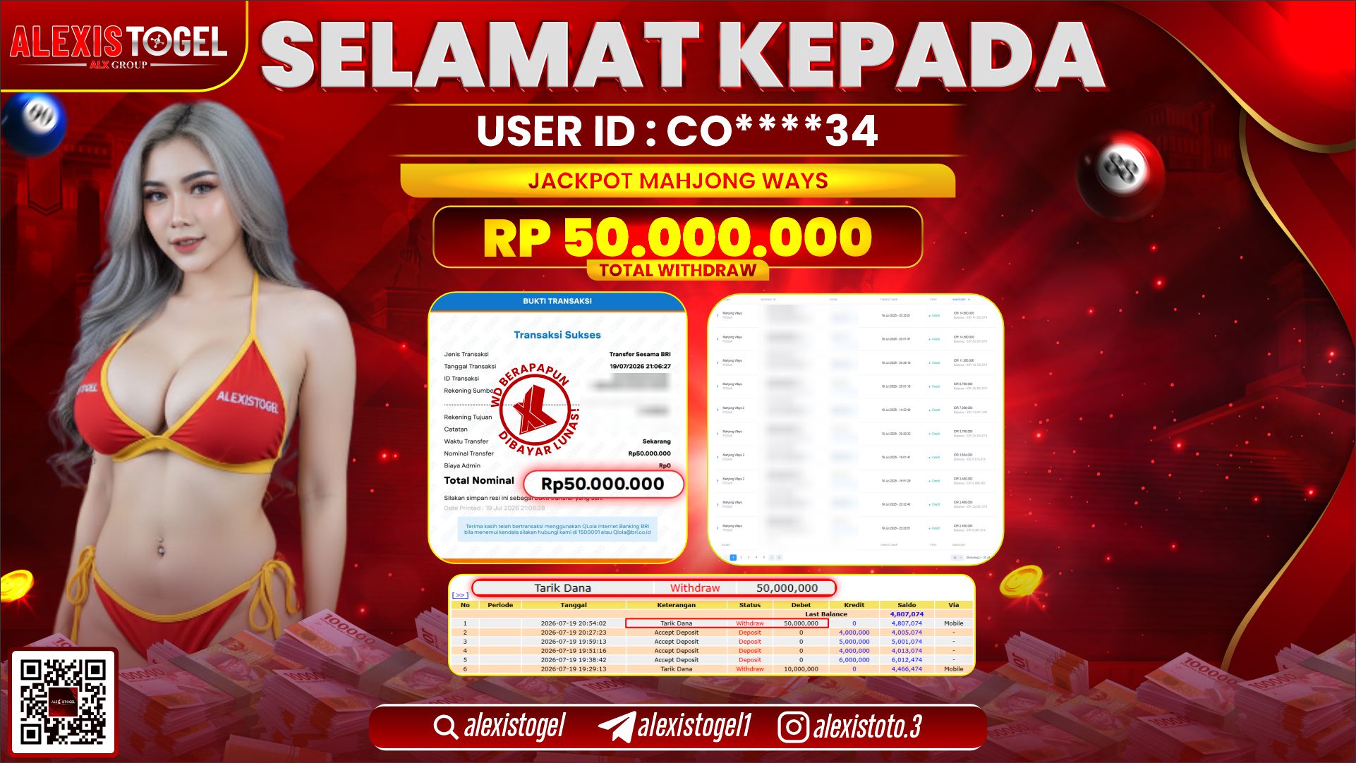 ALEXISTOGEL JACKPOT DI MAHJONG WAYS RP.50.000.000,- LUNAS