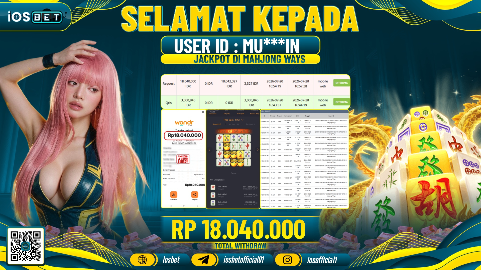Bukti Pembayaran LUNAS SLOT GAME GACOR Rp.18.040.000,-