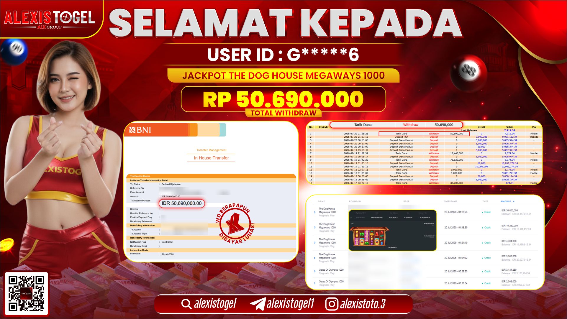ALEXISTOGEL JACKPOT DI THE DOG HOUSE MEGAWAYS 1000 RP.50.690.000,- LUNAS
