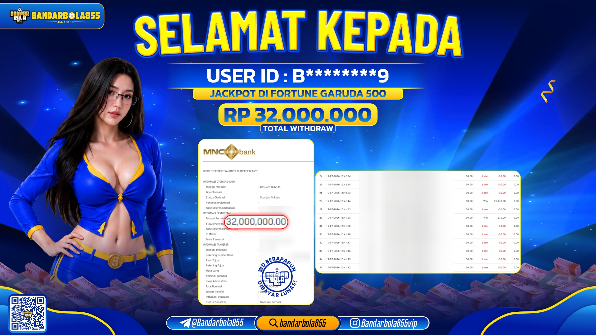 JACKPOT BANDARBOLA855 DI FORTUNE GARUDA 500 Rp32.000.000, - LUNAS🎖