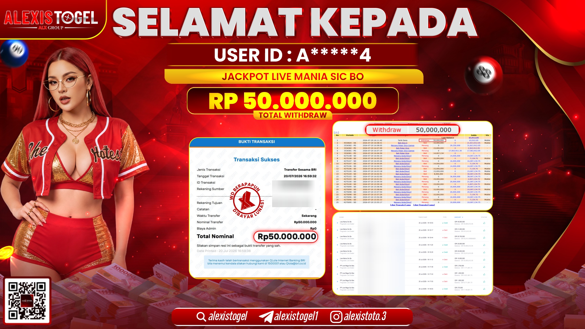ALEXISTOGEL JACKPOT DI LIVE MANIA SICBO RP.50.000.000,- LUNAS