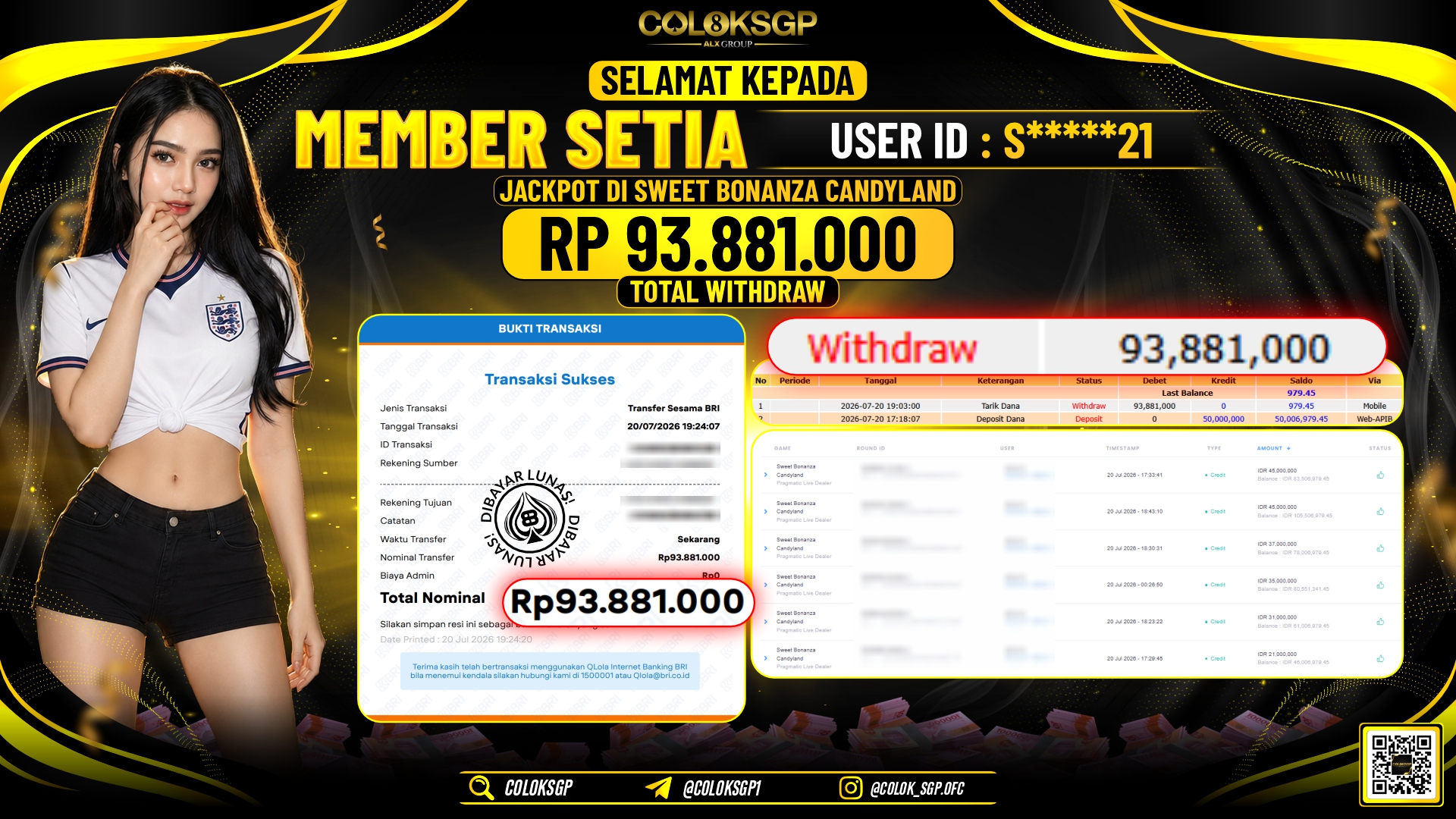 COLOKSGP JACKPOT PRAGMATIC LIVE DEALER - SWEET BONANZA CANDYLAND RP93.881.000,- LUNAS