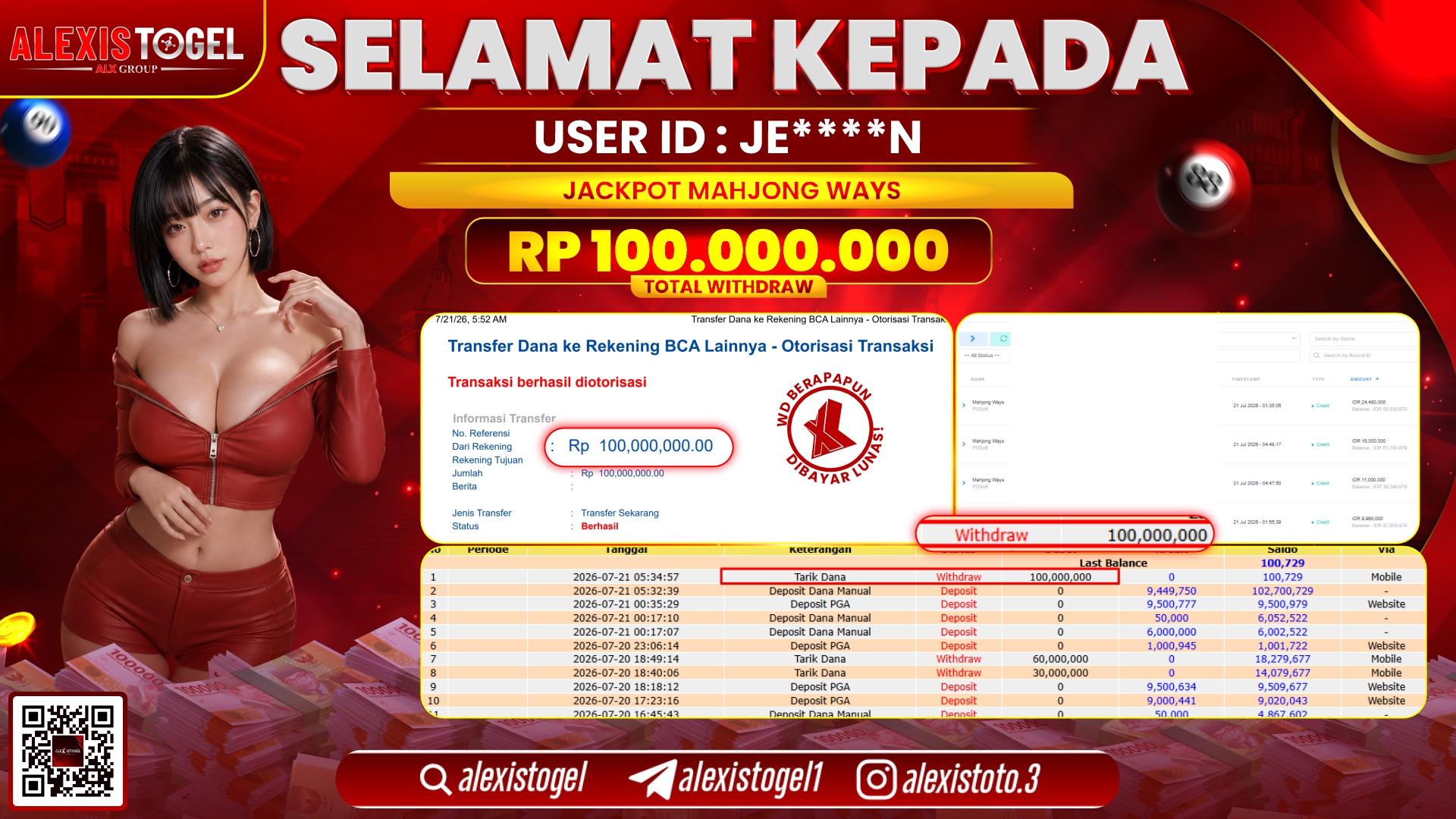 ALEXISTOGEL JACKPOT DI MAHJONG WAYS RP.100.000.000,- LUNAS