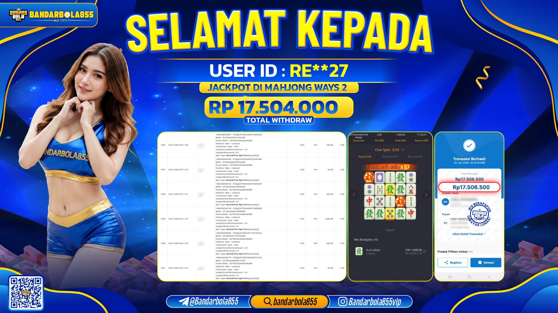 JACKPOT BANDARBOLA855 DI MAHJONG WAYS 2 Rp17.504.000, - LUNAS🎖