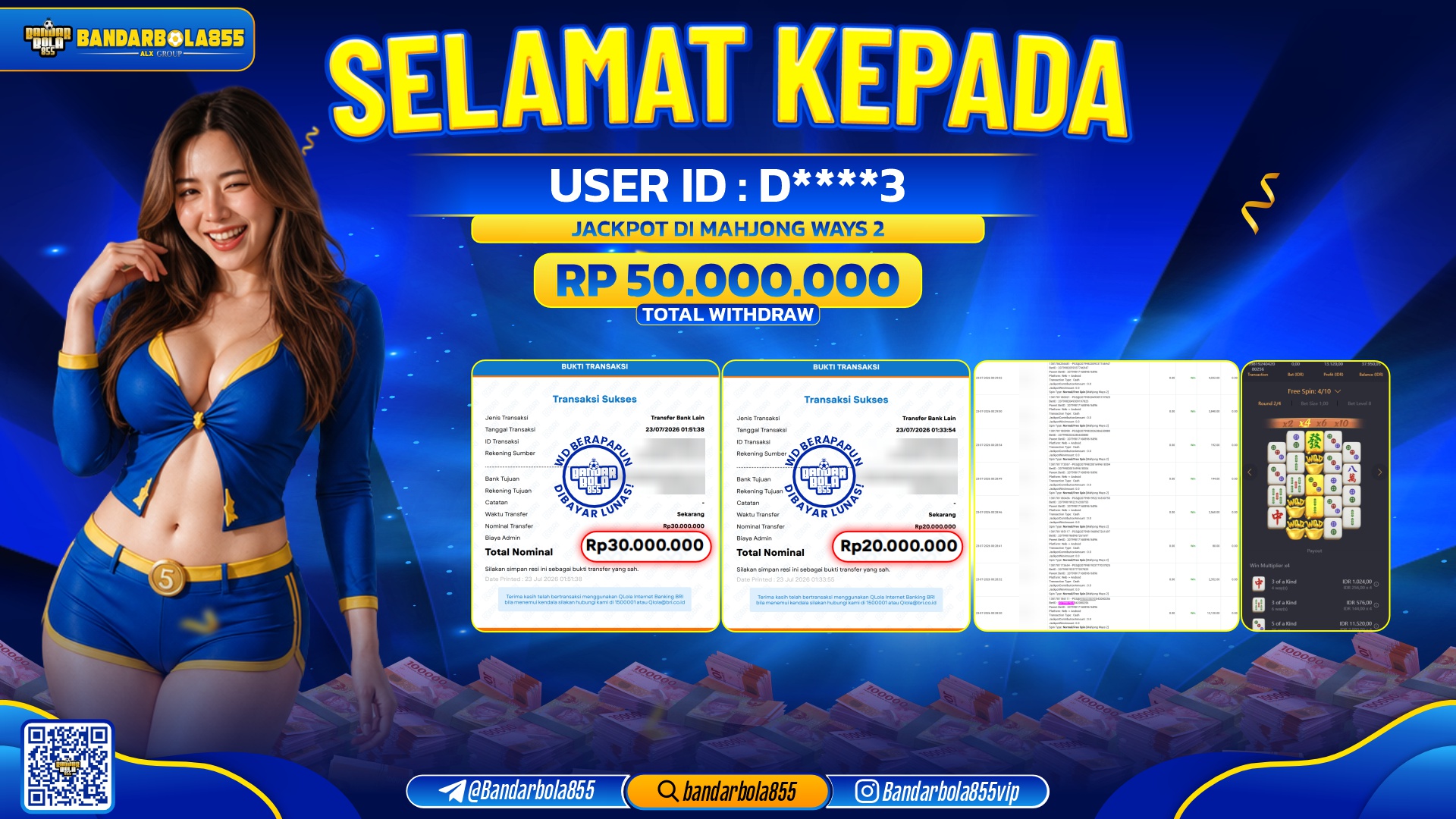 JACKPOT BANDARBOLA855 DI MAHJONG WAYS 2 Rp50.000.000, - LUNAS🎖