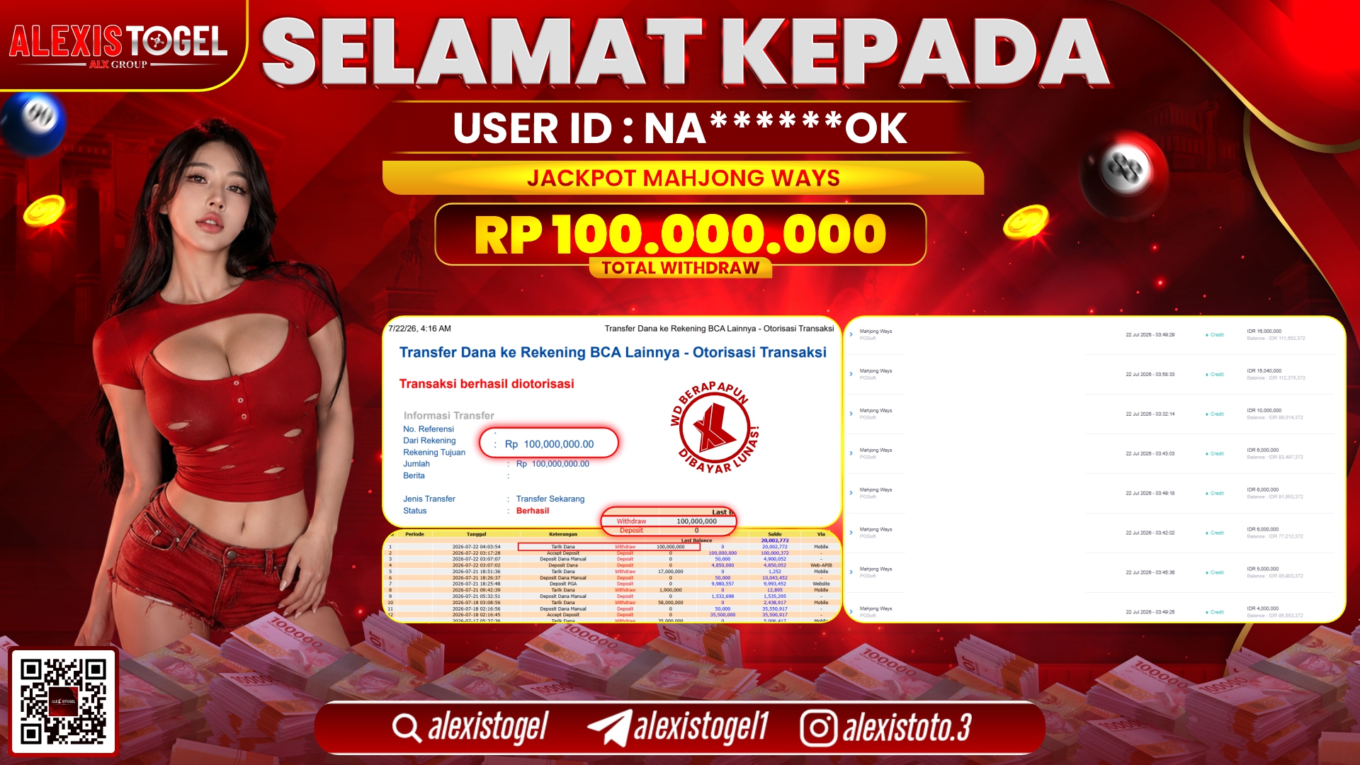 ALEXISTOGEL JACKPOT DI MAHJONG WAYS RP.100.000.000,- LUNAS