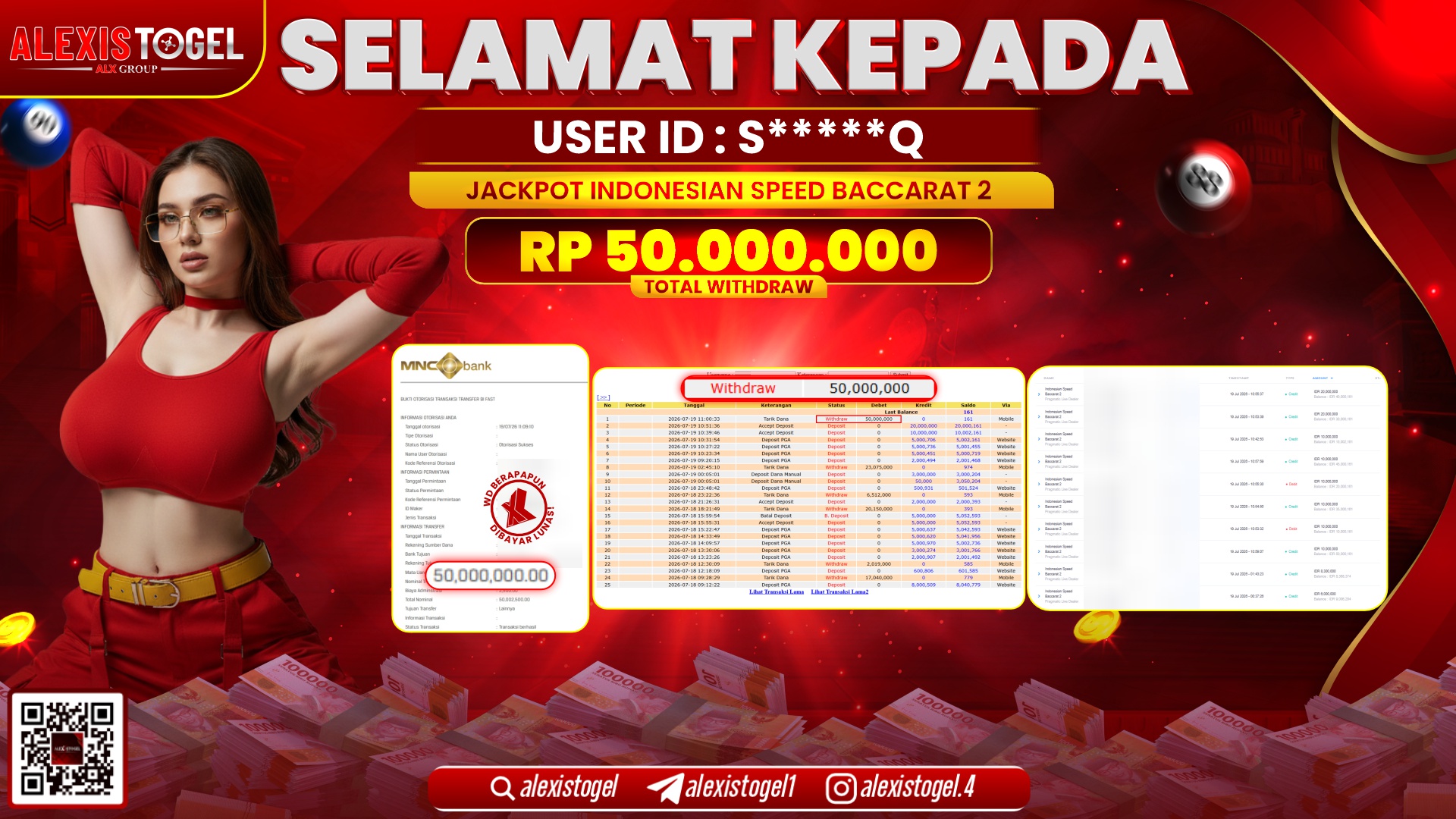 ALEXISTOGEL JACKPOT DI INDONESIAN SPEED BACCARAT 2 RP.50.000.000,- LUNAS