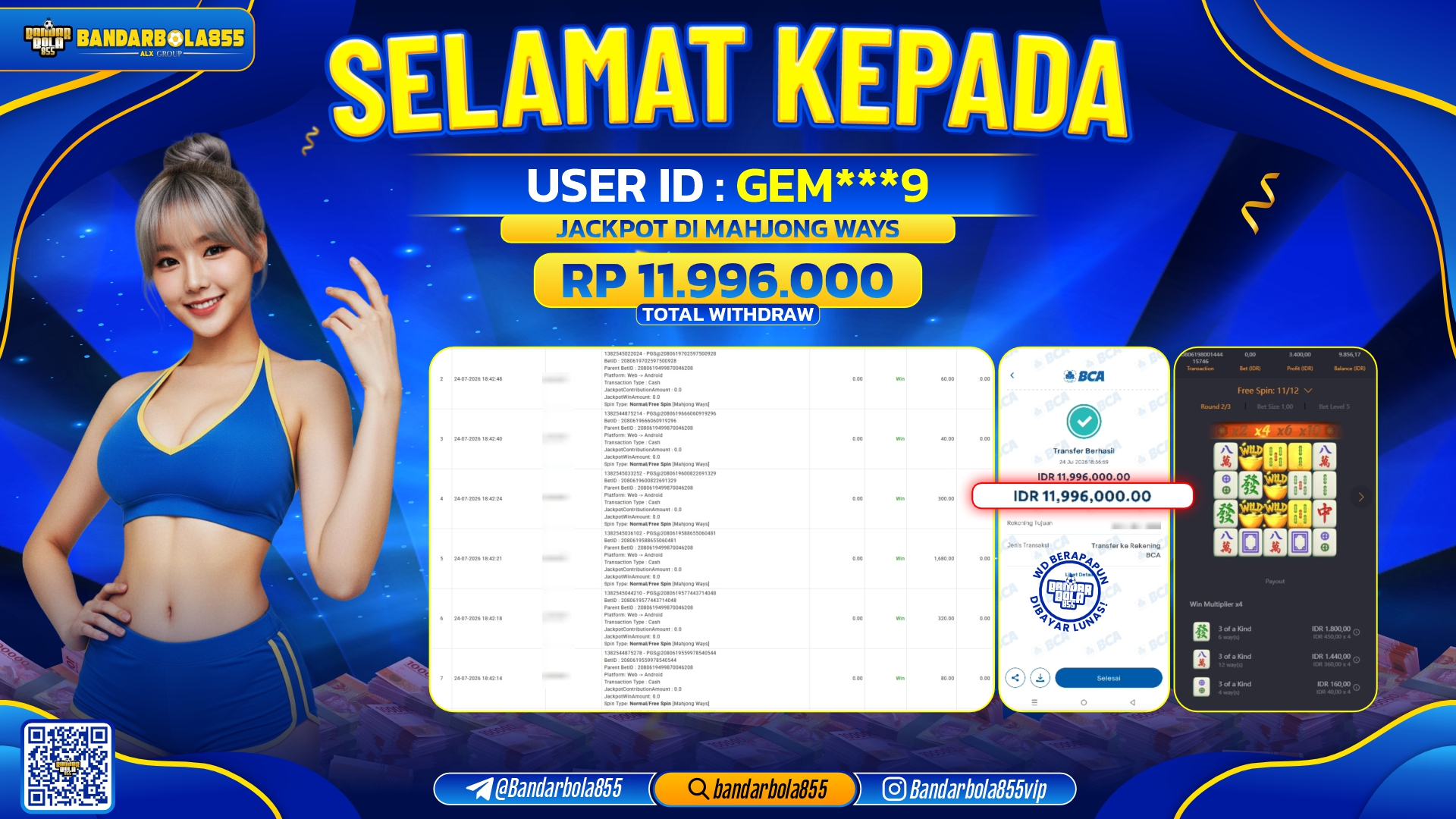 JACKPOT BANDARBOLA855 DI MAHJONG WAYS Rp11.996.000, - LUNAS🎖