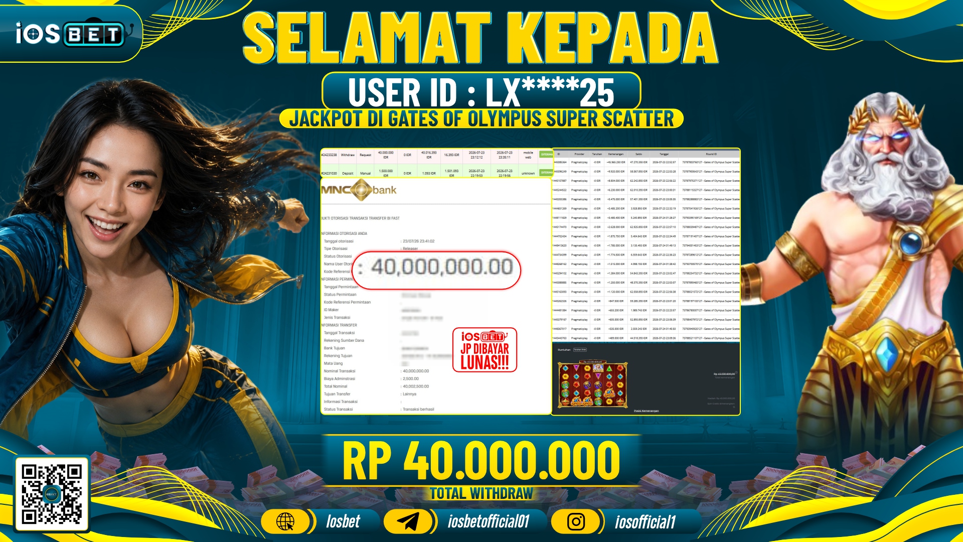 Bukti Pembayaran LUNAS SLOT GAME GACOR Rp.40.000.000,-