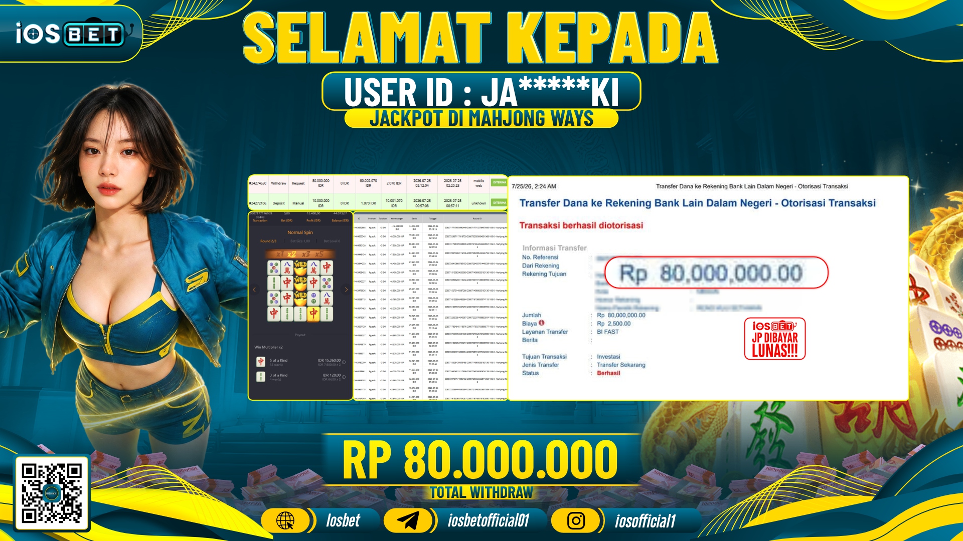 Bukti Pembayaran LUNAS SLOT GAME GACOR Rp.80.000.000,-