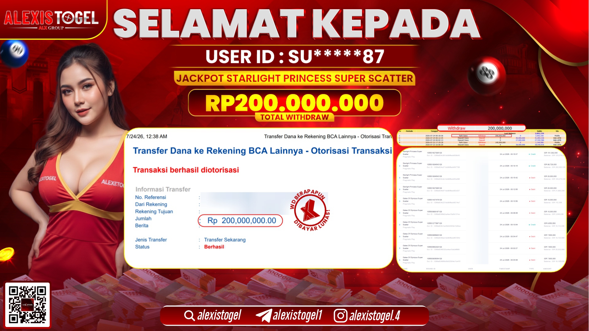 ALEXISTOGEL JACKPOT DI STARLIGHT PRINCESS SUPER SCATTER RP.200.000.000,- LUNAS