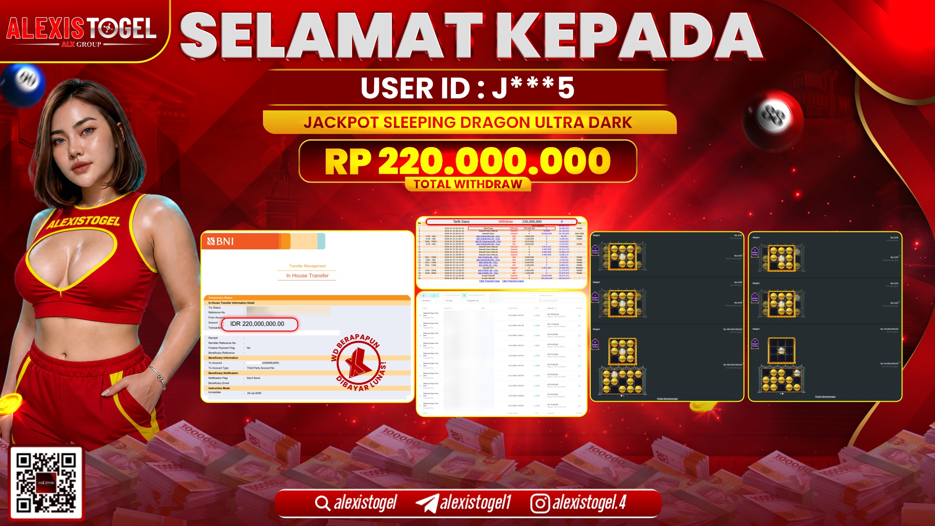 ALEXISTOGEL JACKPOT DI SLEEPING DRAGON ULTRA DARK RP.220.000.000,- LUNAS