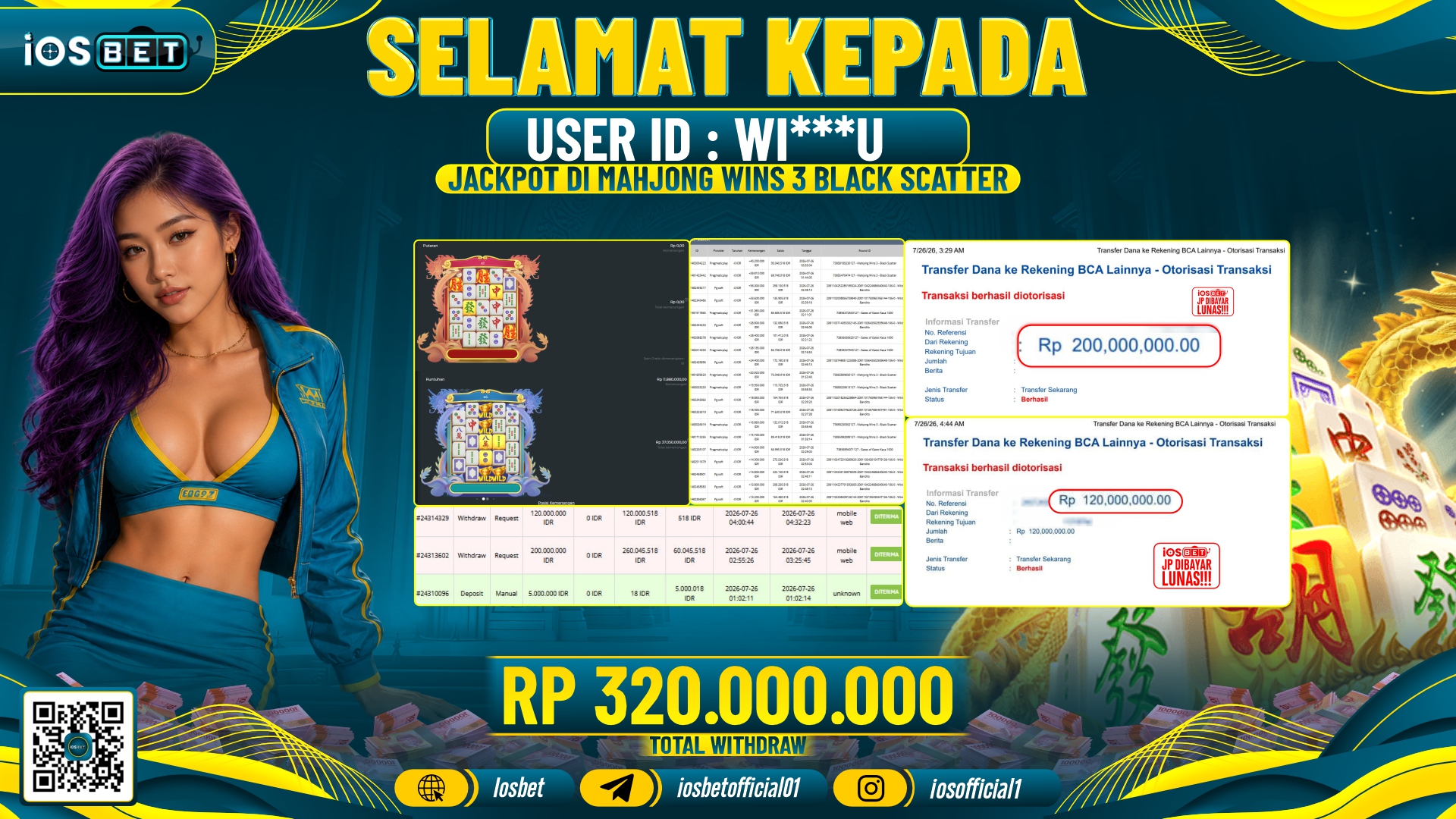 Bukti Pembayaran LUNAS SLOT GAME GACOR Rp.320.000.000,-