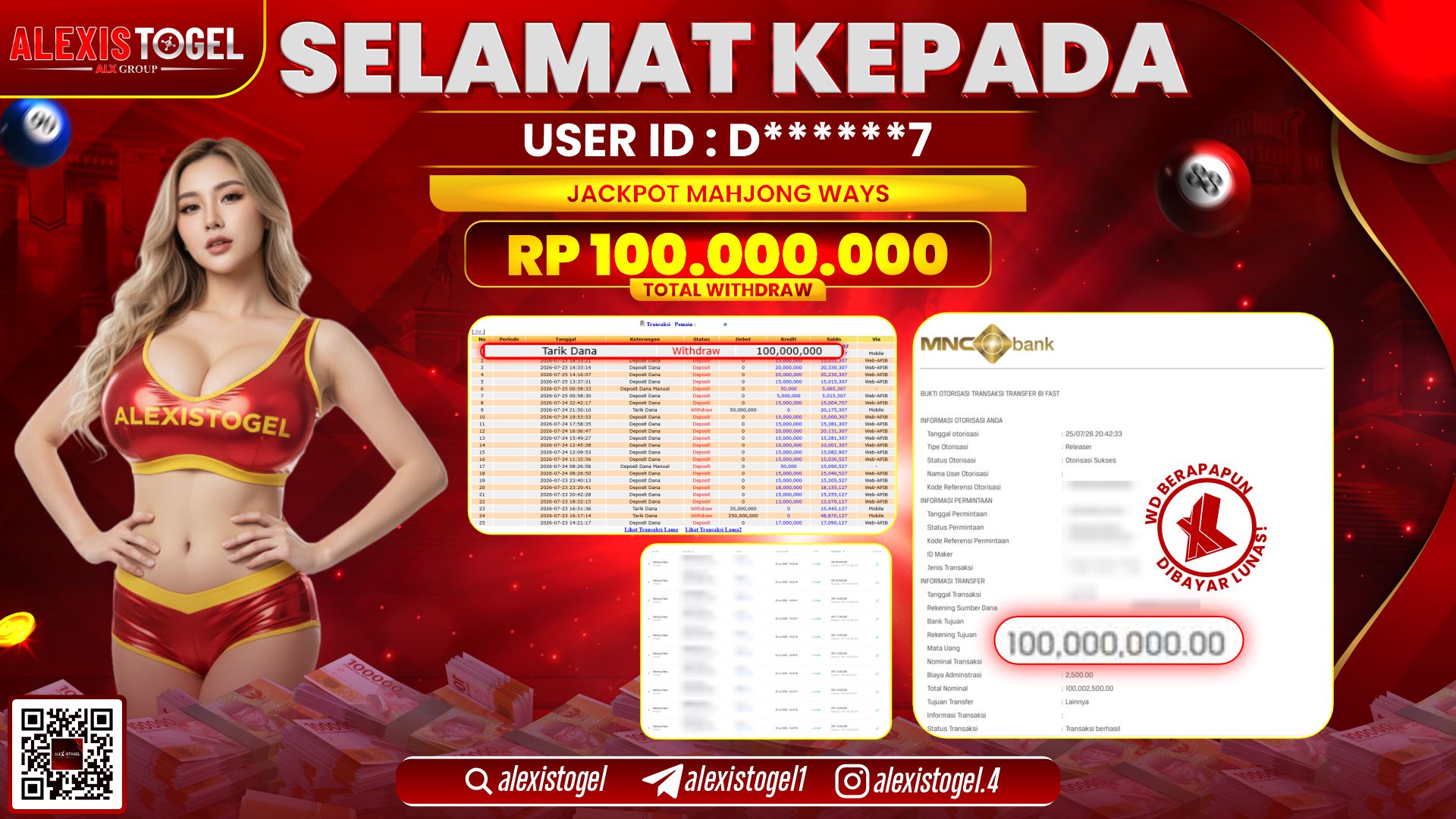 ALEXISTOGEL JACKPOT DI MAHJONG WAYS RP.100.000.000,- LUNAS