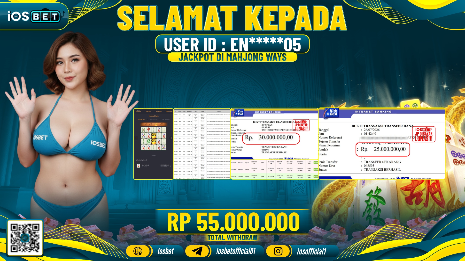 Bukti Pembayaran LUNAS SLOT GAME GACOR Rp.55.000.000,-