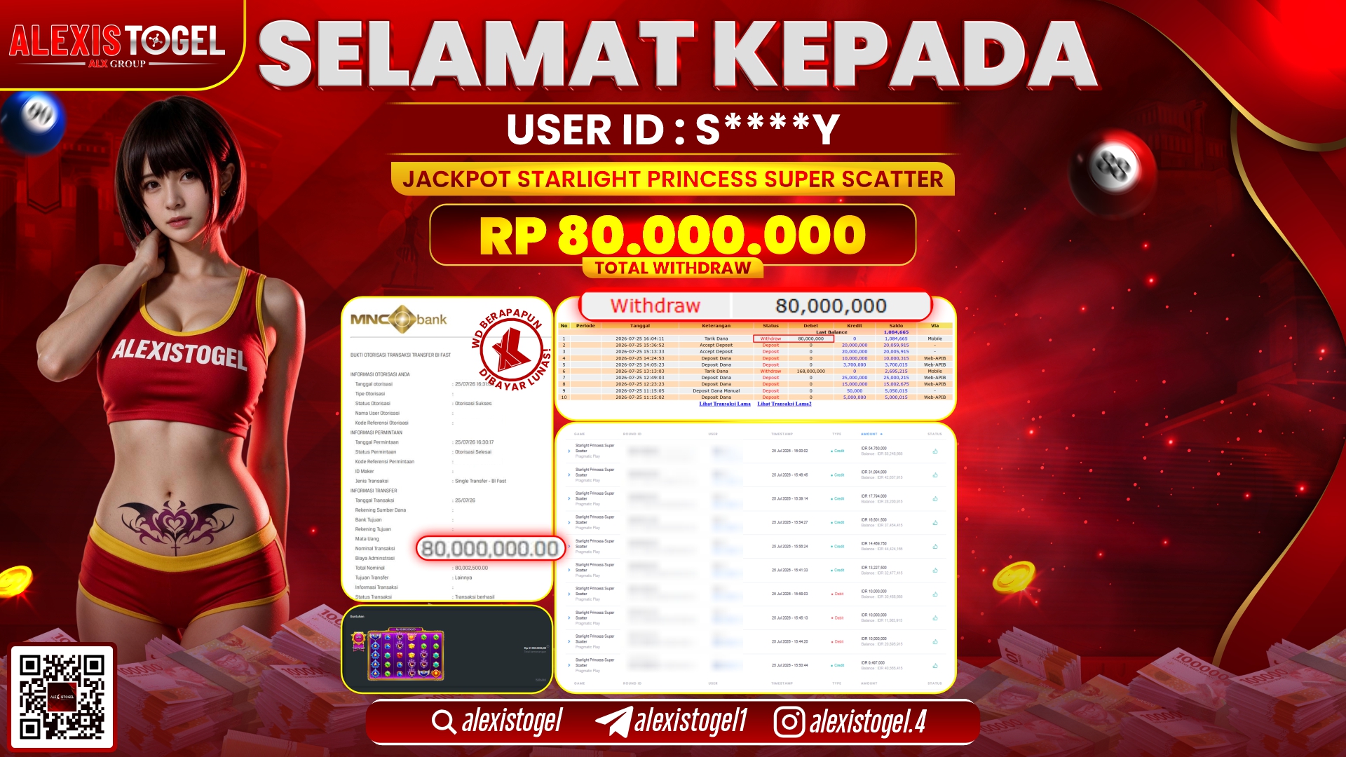 ALEXISTOGEL JACKPOT DI STARLIGHT PRINCESS SUPER SCATTER RP.80.000.000,- LUNAS
