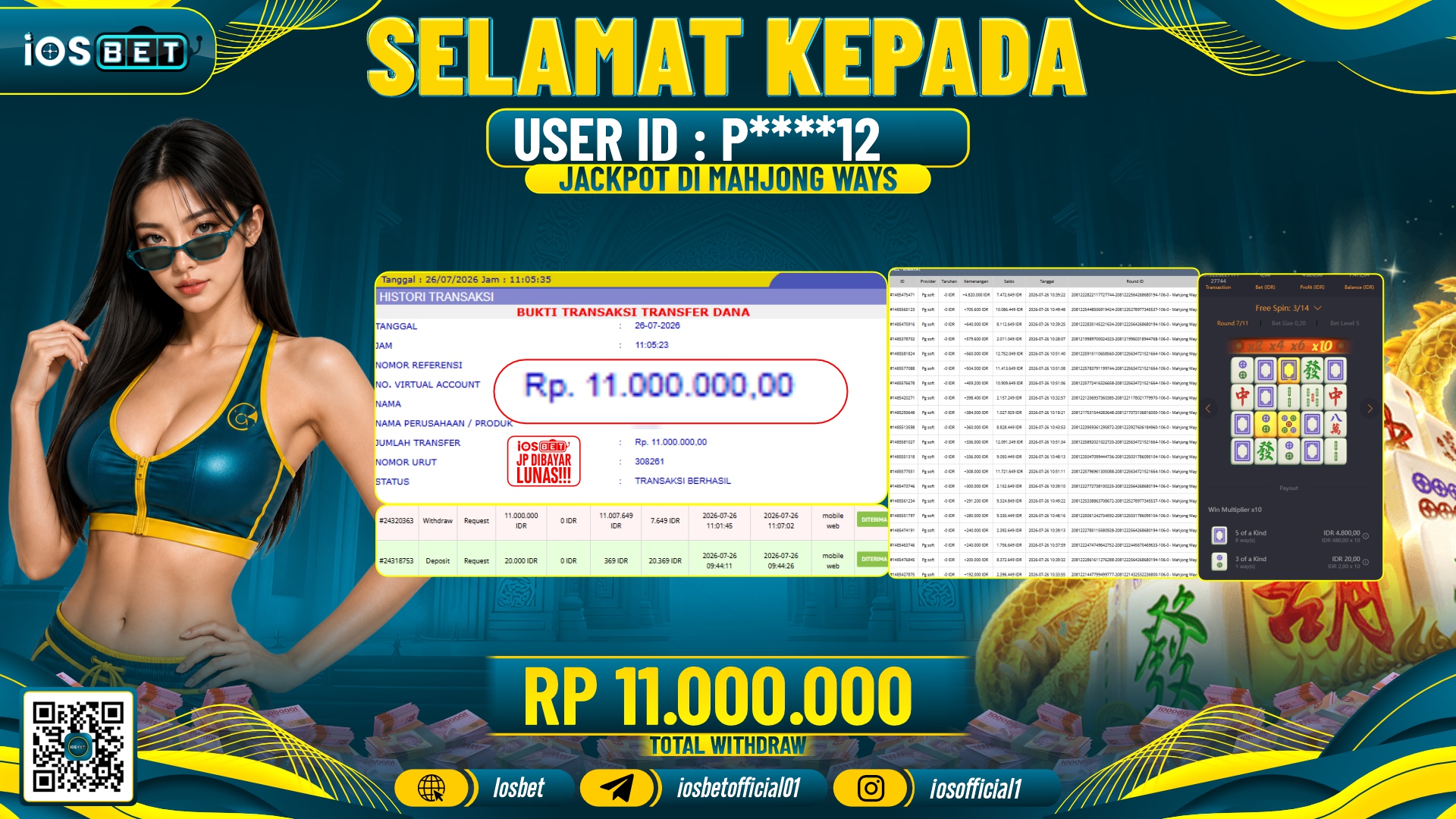 Bukti Pembayaran LUNAS SLOT GAME GACOR Rp.11.000.000,-