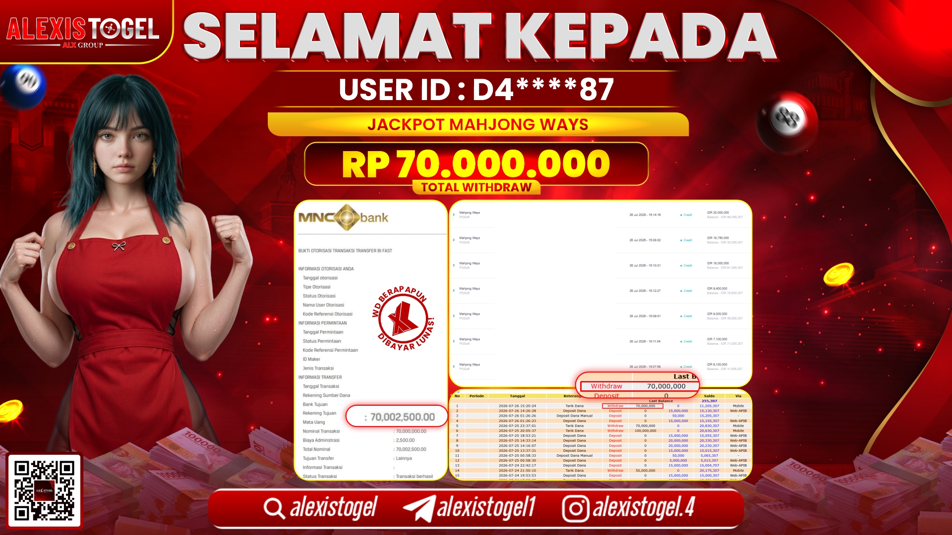 ALEXISTOGEL JACKPOT DI MAHJONG WAYS RP.70.000.000,- LUNAS