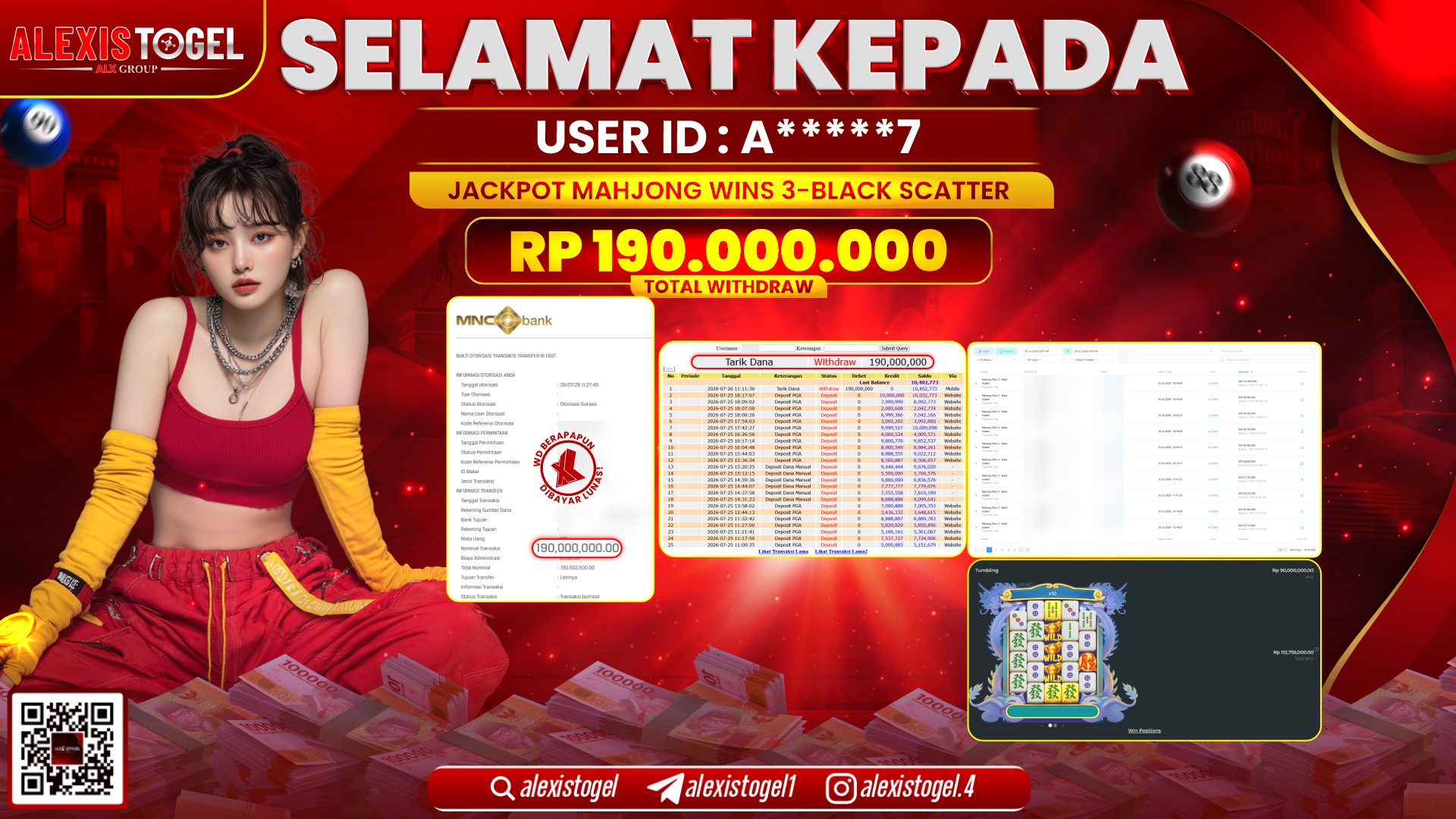 ALEXISTOGEL JACKPOT DI MAHJONG WINS 3 BLACK SCATTER RP.190.000.000,- LUNAS