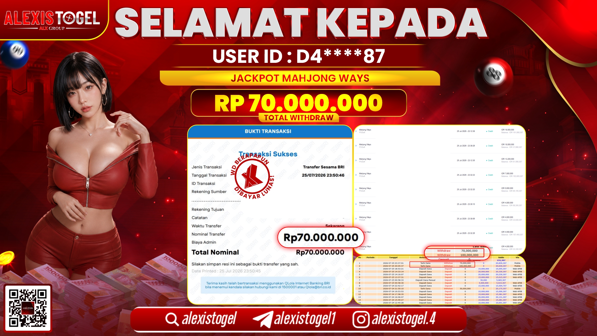 ALEXISTOGEL JACKPOT DI MAHJONG WAYS RP.70.000.000,- LUNAS