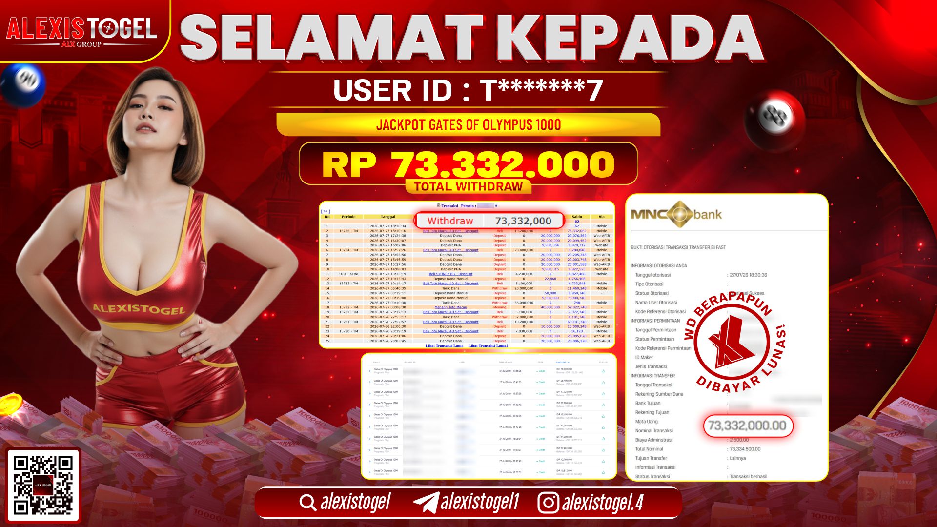 ALEXISTOGEL JACKPOT DI GATES OF OLYMPUS 1000 RP.73.332.000,- LUNAS