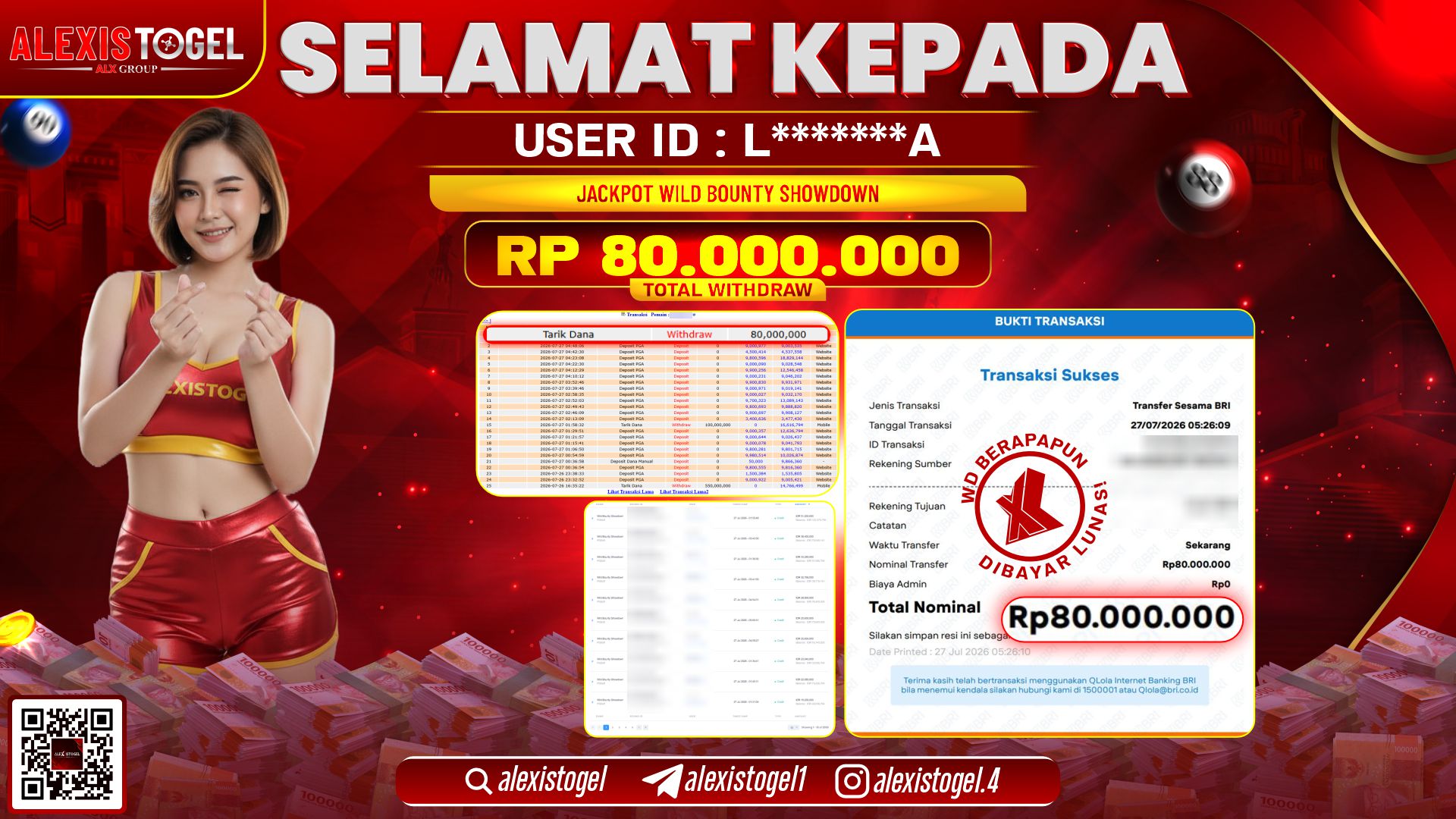 ALEXISTOGEL JACKPOT DI WILD BOUNTY SHOWDOWN RP.80.000.000,- LUNAS