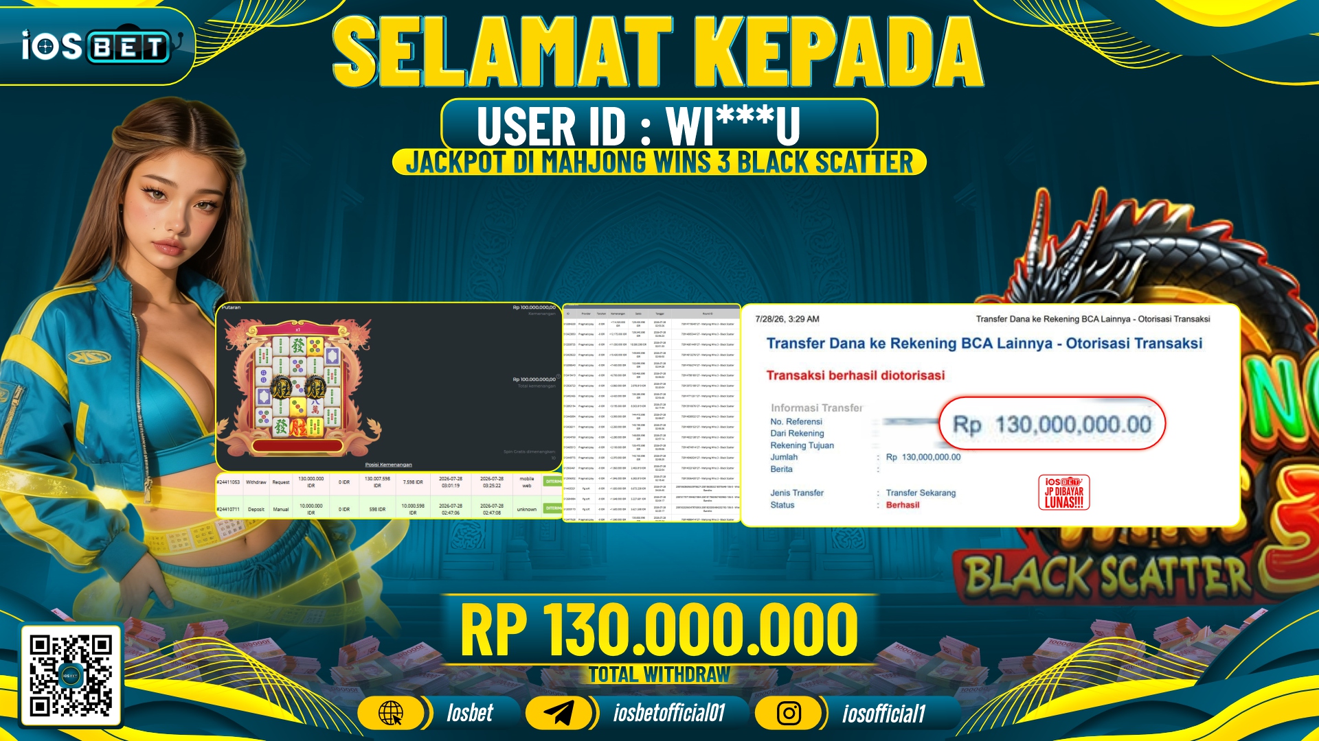 Bukti Pembayaran LUNAS SLOT GAME GACOR Rp.130.000.000,-