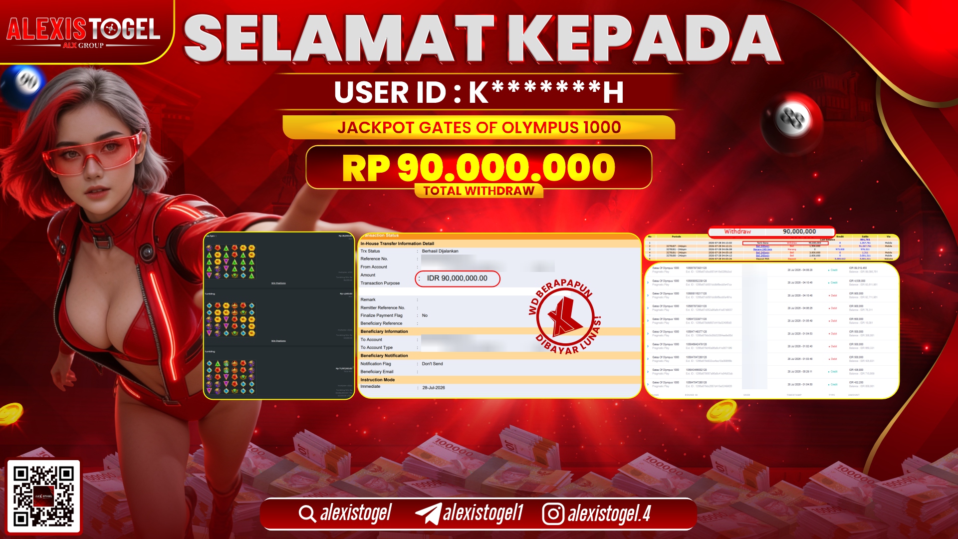 ALEXISTOGEL JACKPOT DI GATES OF OLYMPUS 1000 RP.90.000.000,- LUNAS
