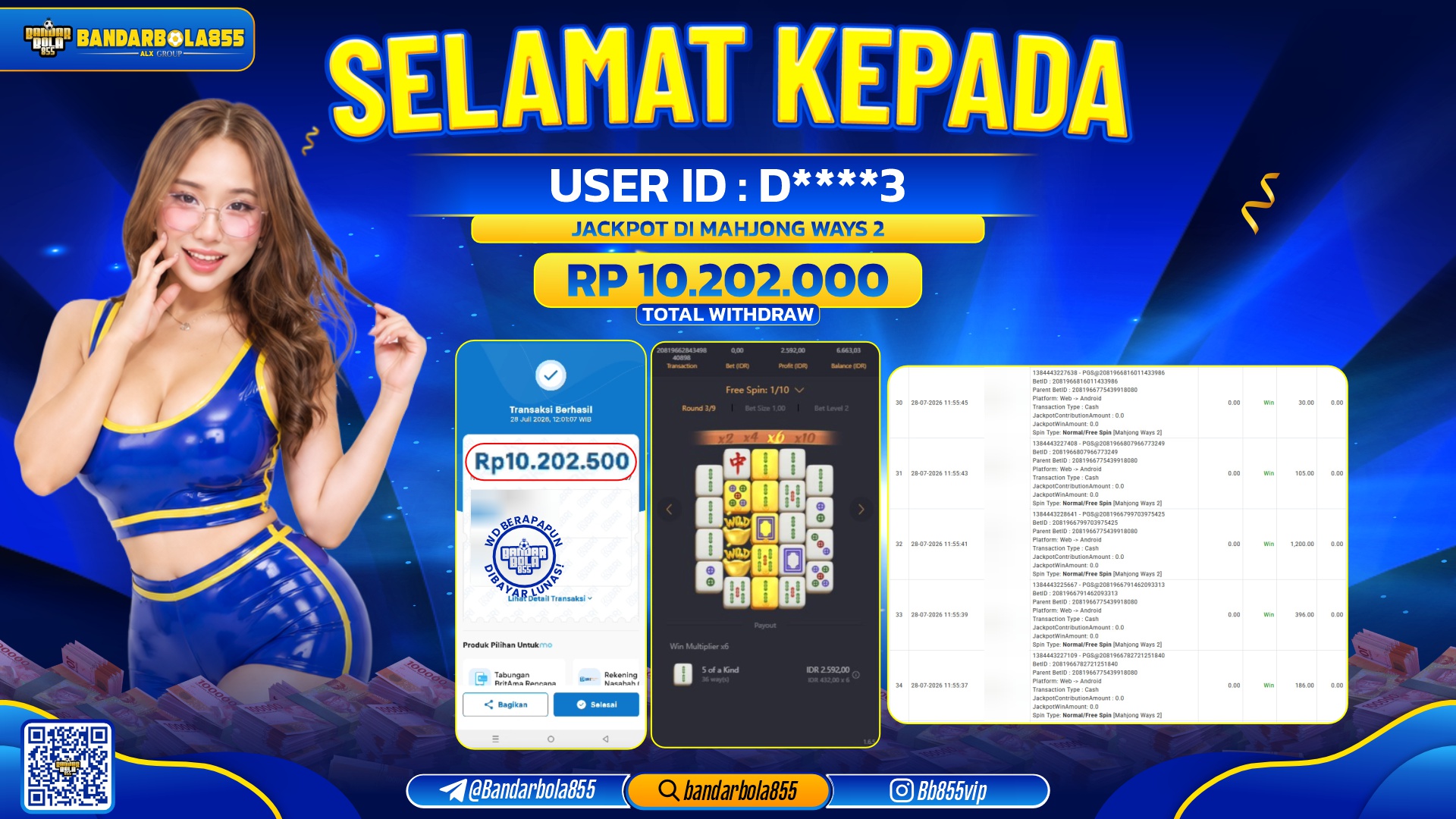 JACKPOT BANDARBOLA855 DI MAHJONG WAYS 2 Rp10.202.000, - LUNAS🎖