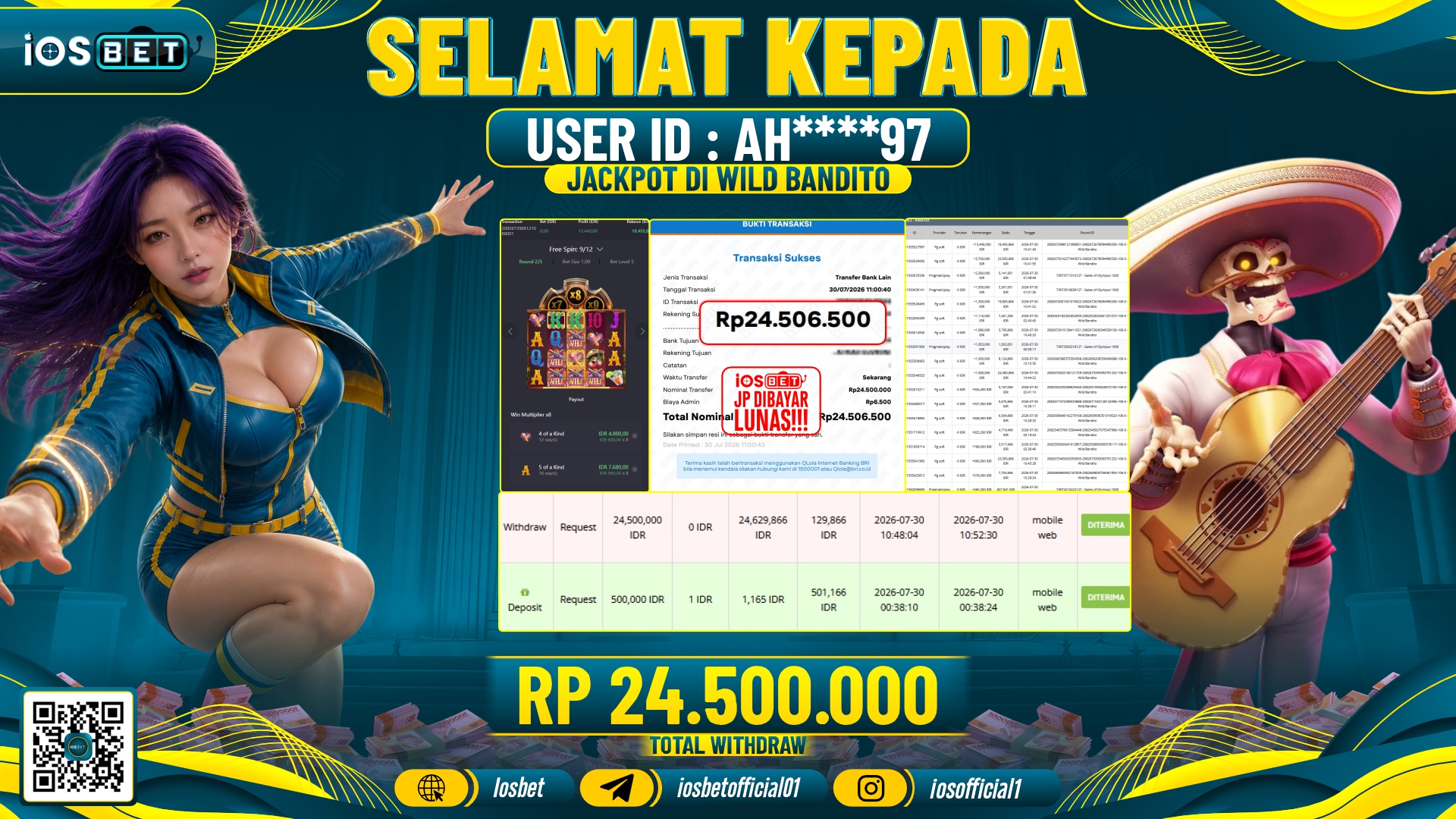 Bukti Pembayaran LUNAS SLOT GAME GACOR Rp.24.500.000,-