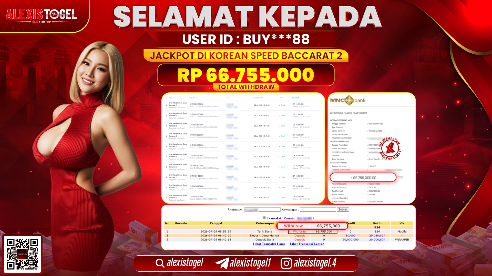 ALEXISTOGEL JACKPOT DI KOREAN SPEED BACCARAT 2 RP.66.755.000,- LUNAS