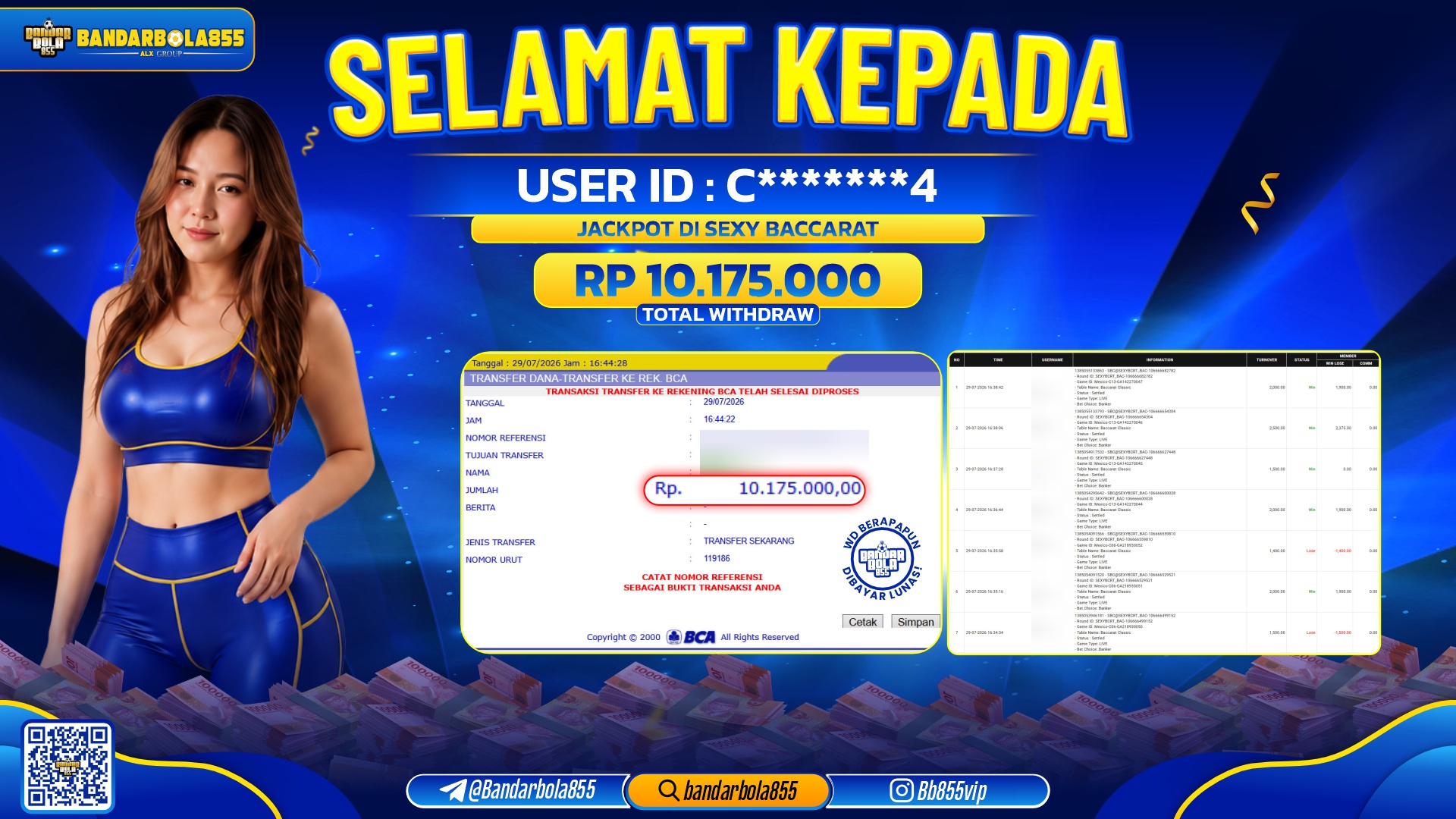 JACKPOT BANDARBOLA855 DI SEXY BACCARAT Rp10.175.000, - LUNAS🎖