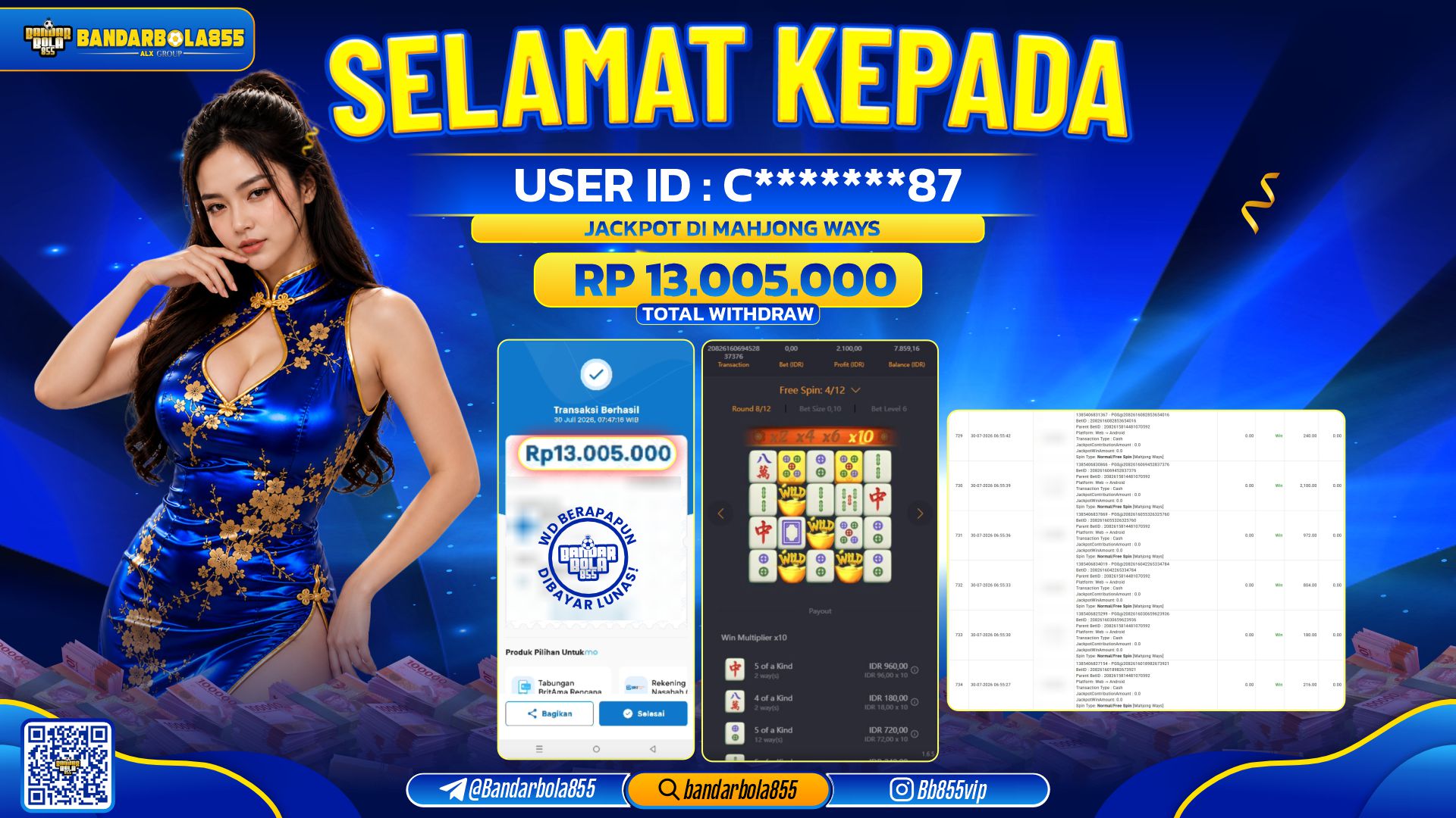 JACKPOT BANDARBOLA855 DI MAHJONG WAYS Rp13.005.000, - LUNAS🎖