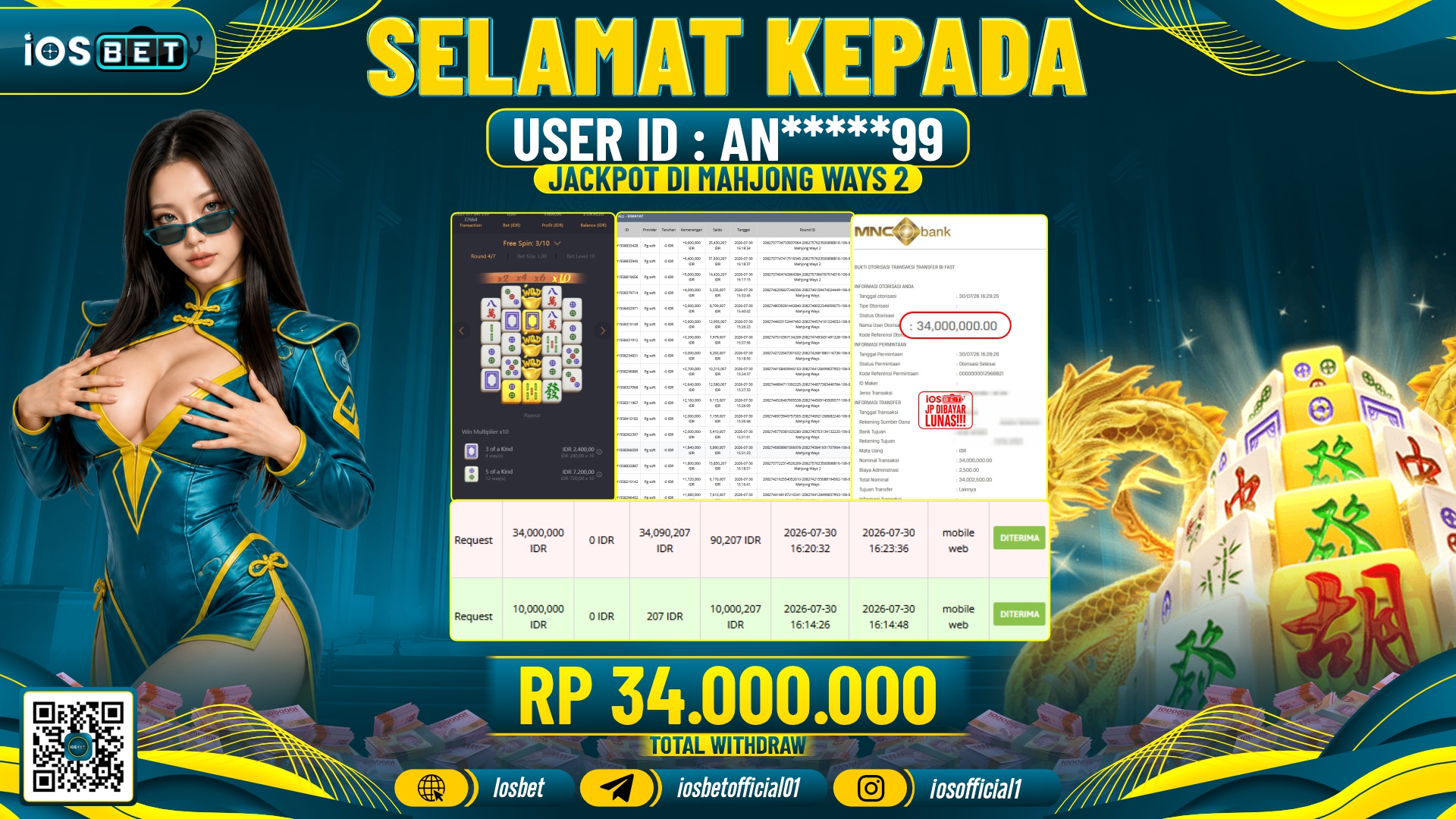 Bukti Pembayaran LUNAS SLOT GAME GACOR Rp.34.000.000,-