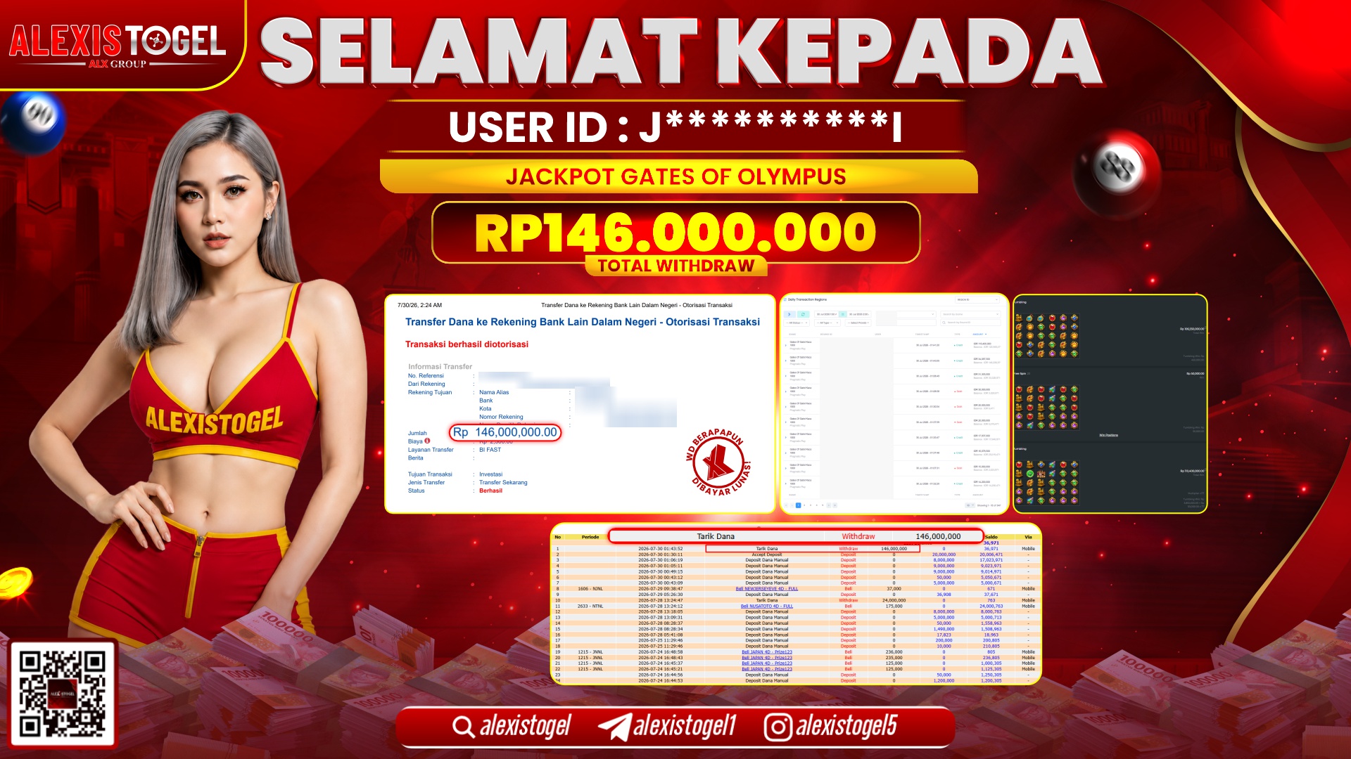 ALEXISTOGEL JACKPOT DI GATES OF OLYMPUS RP.146.000.000,- LUNAS