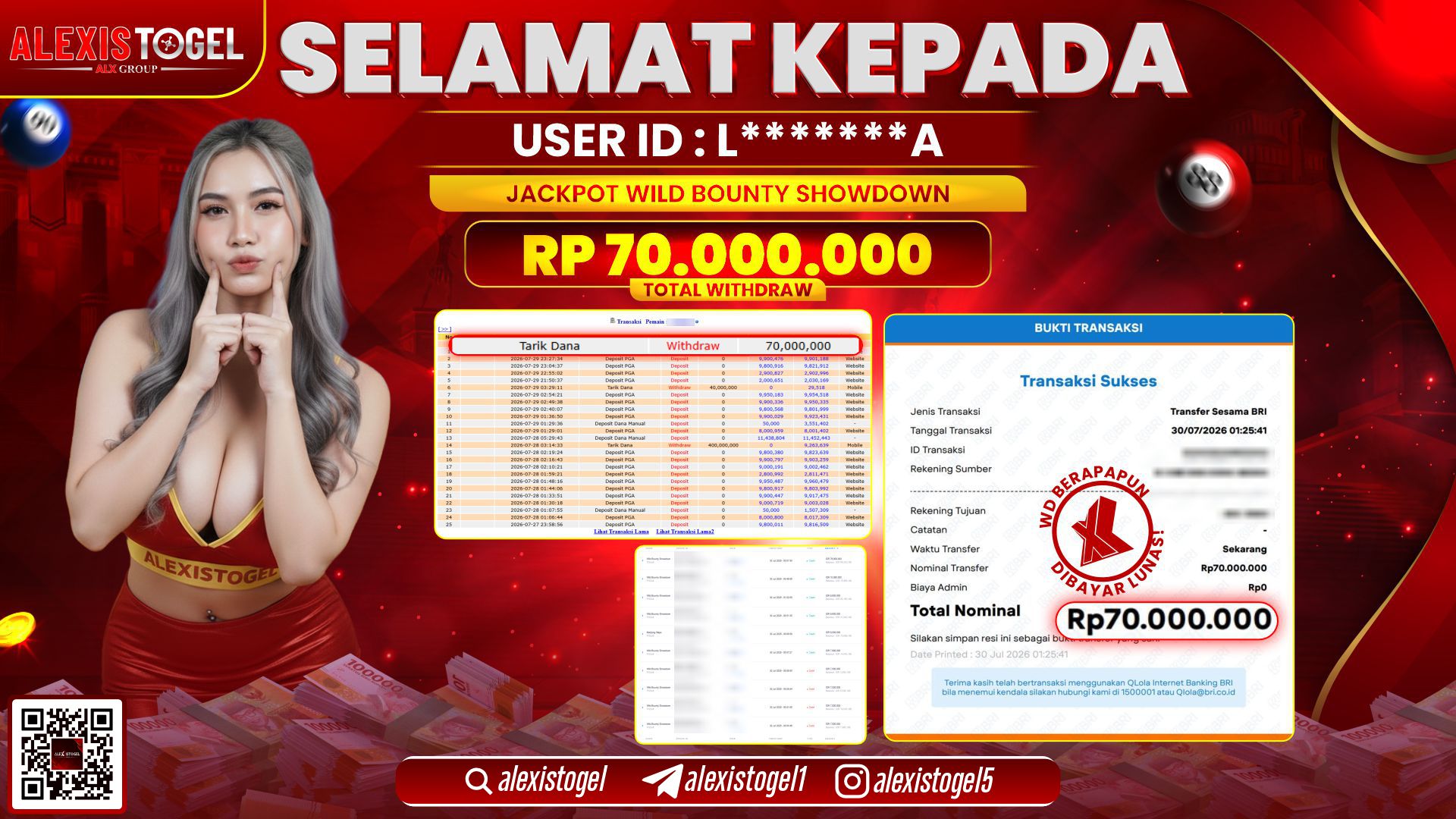 ALEXISTOGEL JACKPOT DI WILD BOUNTY SHOWDOWN RP.70.000.000,- LUNAS