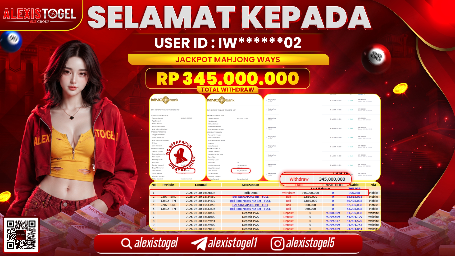 ALEXISTOGEL JACKPOT DI MAHJONG WAYS RP.345.000.000,- LUNAS