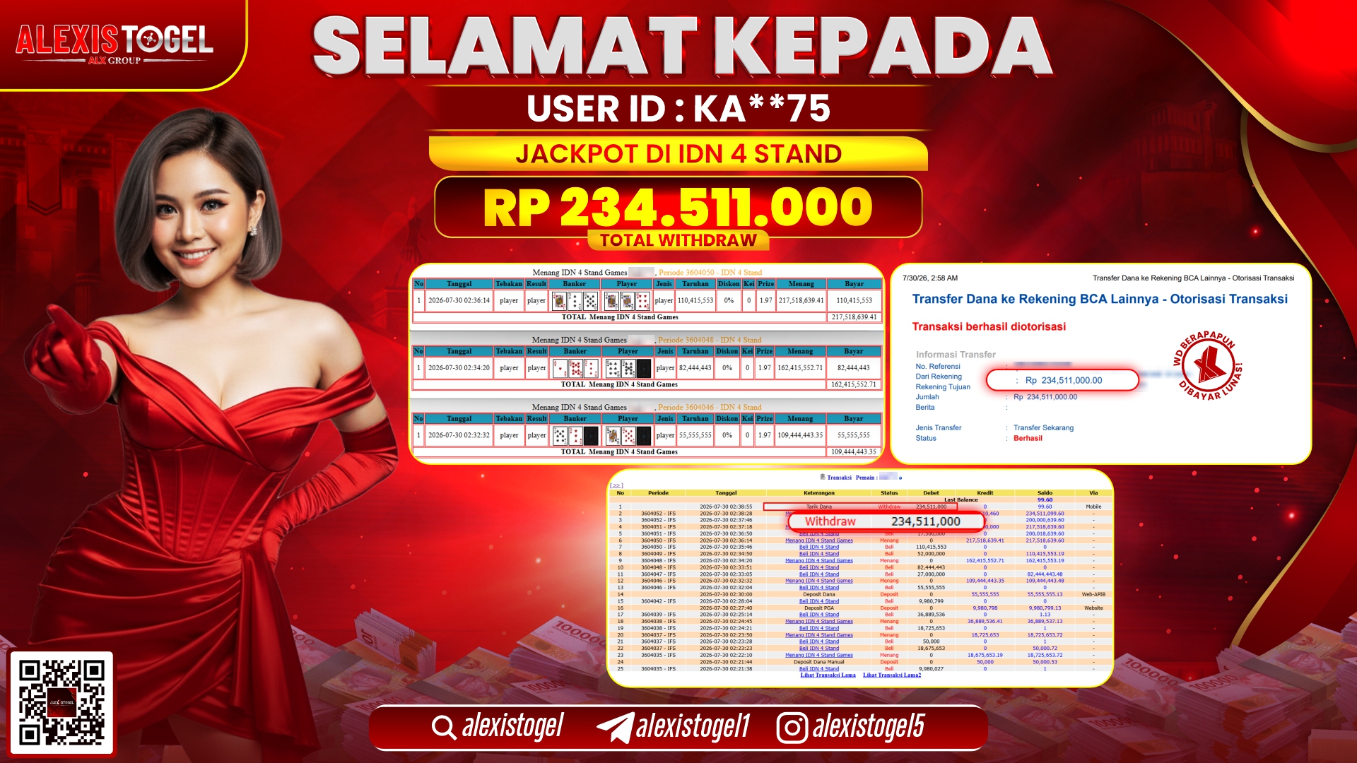 ALEXISTOGEL JACKPOT DI IDN 4 STAND RP.234.511.000,- LUNAS