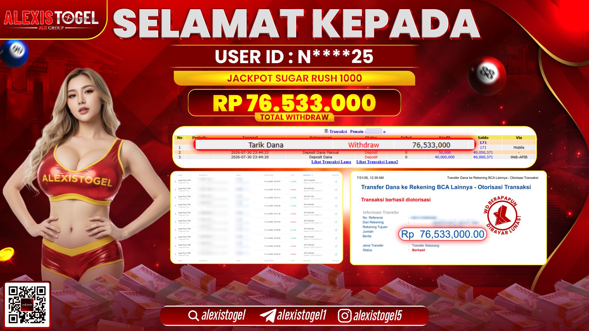 ALEXISTOGEL JACKPOT DI SUGAR RUSH 1000 RP.76.533.000,- LUNAS