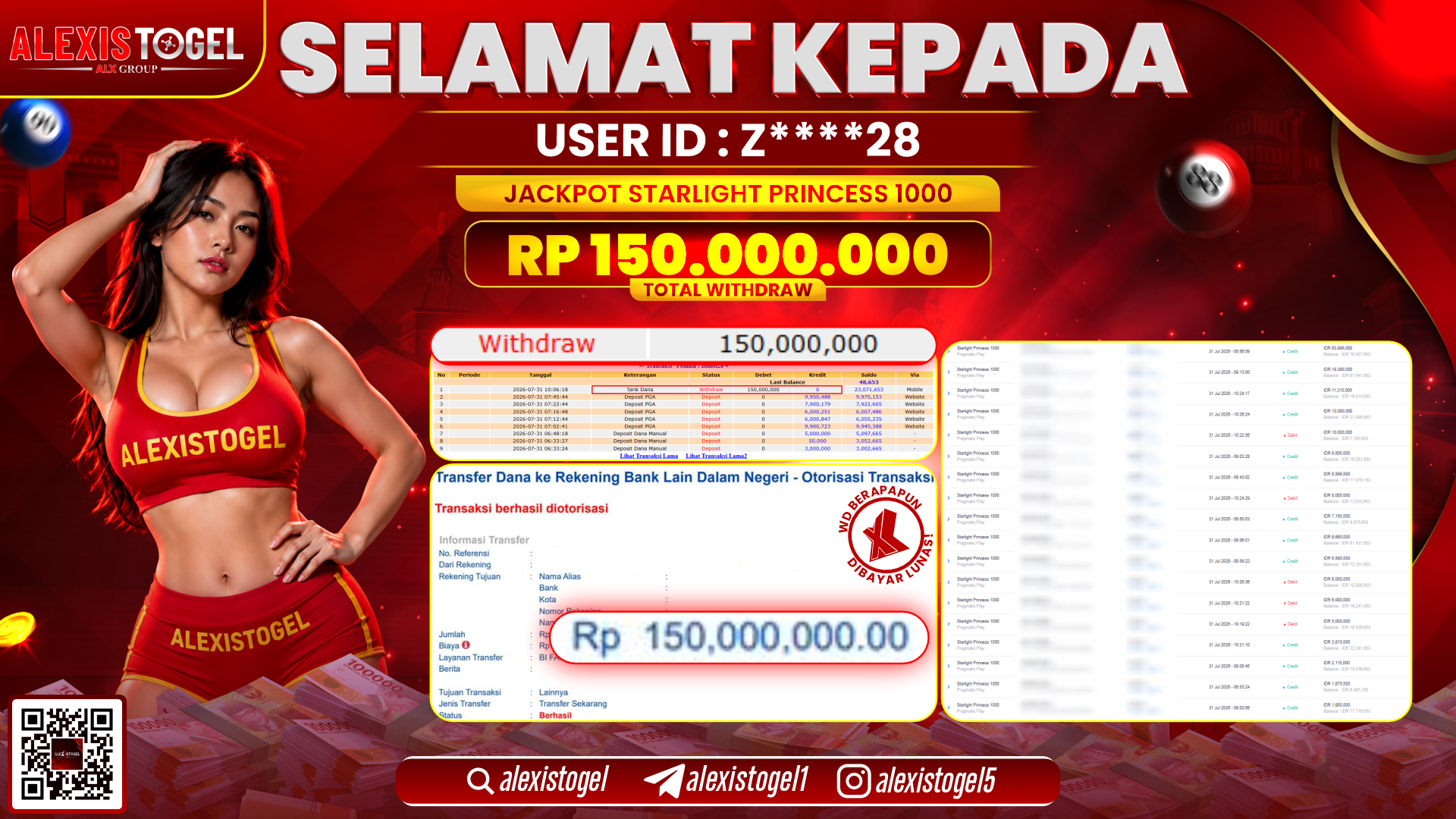 ALEXISTOGEL JACKPOT DI STARLIGHT PRINCESS 1000 RP.150.000.000,- LUNAS