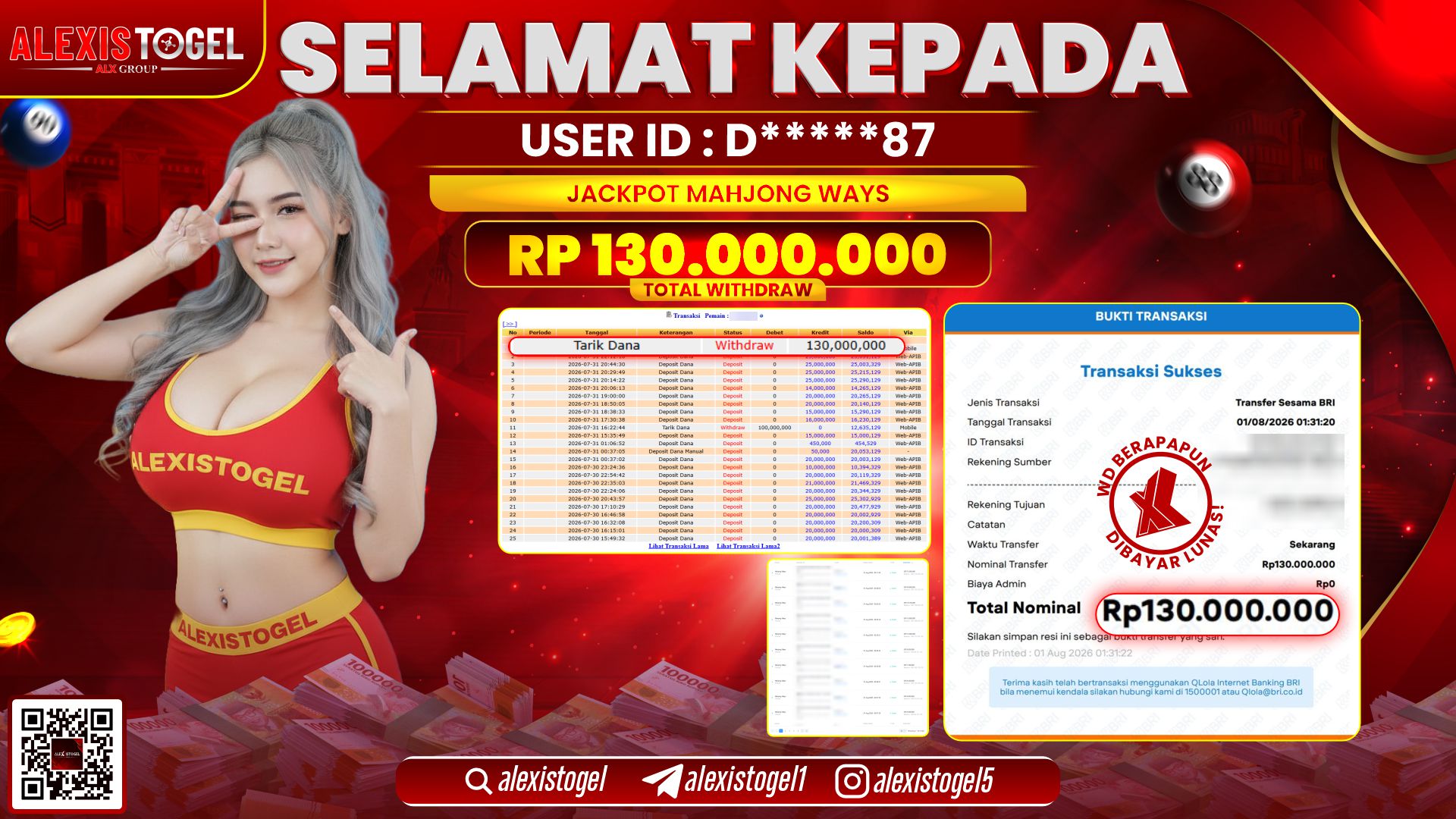 ALEXISTOGEL JACKPOT DI MAHJONG WAYS RP.130.000.000,- LUNAS