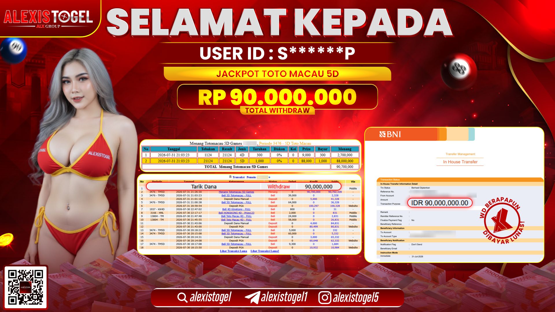 ALEXISTOGEL JACKPOT DI PASARAN TOTOMACAU 5D RP.90.000.000,- LUNAS