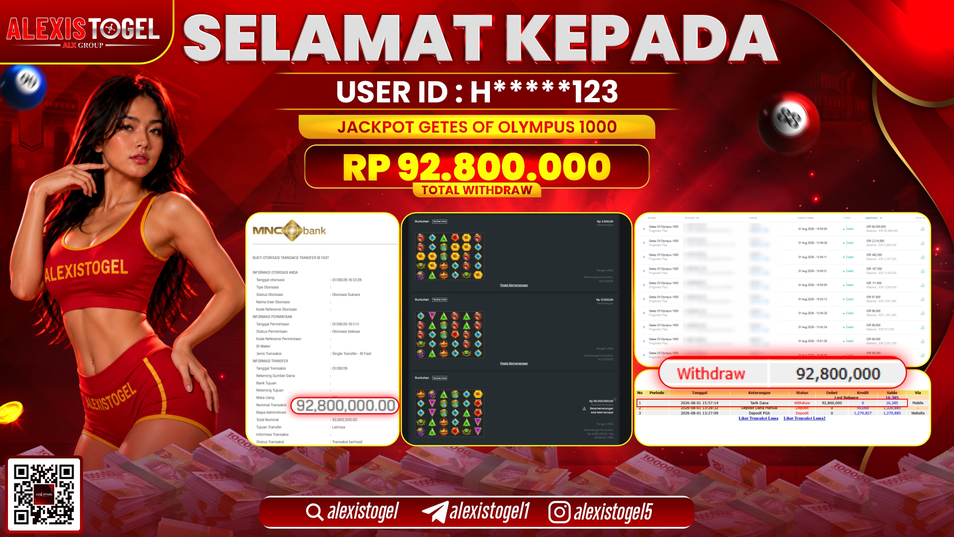 ALEXISTOGEL JACKPOT DI GATES OF OLYMPUS 1000 RP.92.800.000,- LUNAS