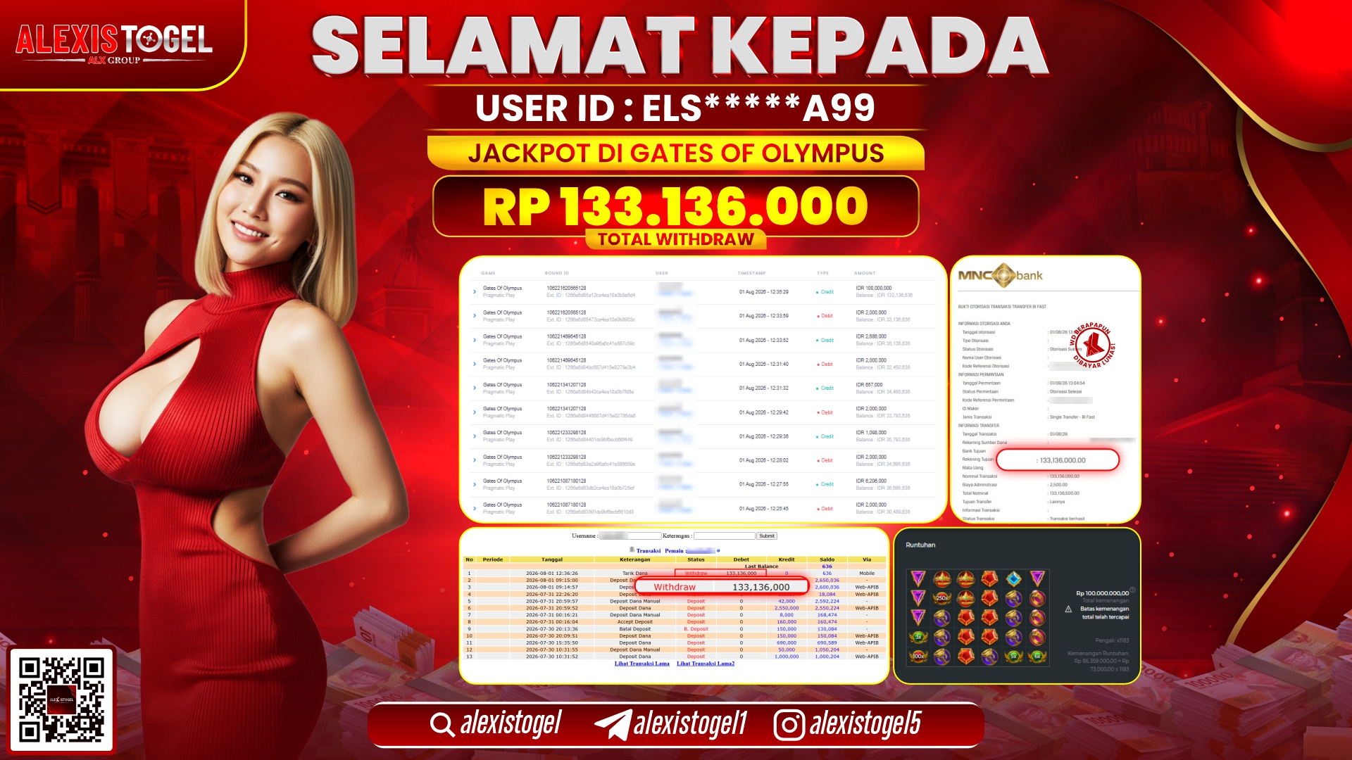 ALEXISTOGEL JACKPOT DI GATES OF OLYMPUS RP.133.136.000,- LUNAS
